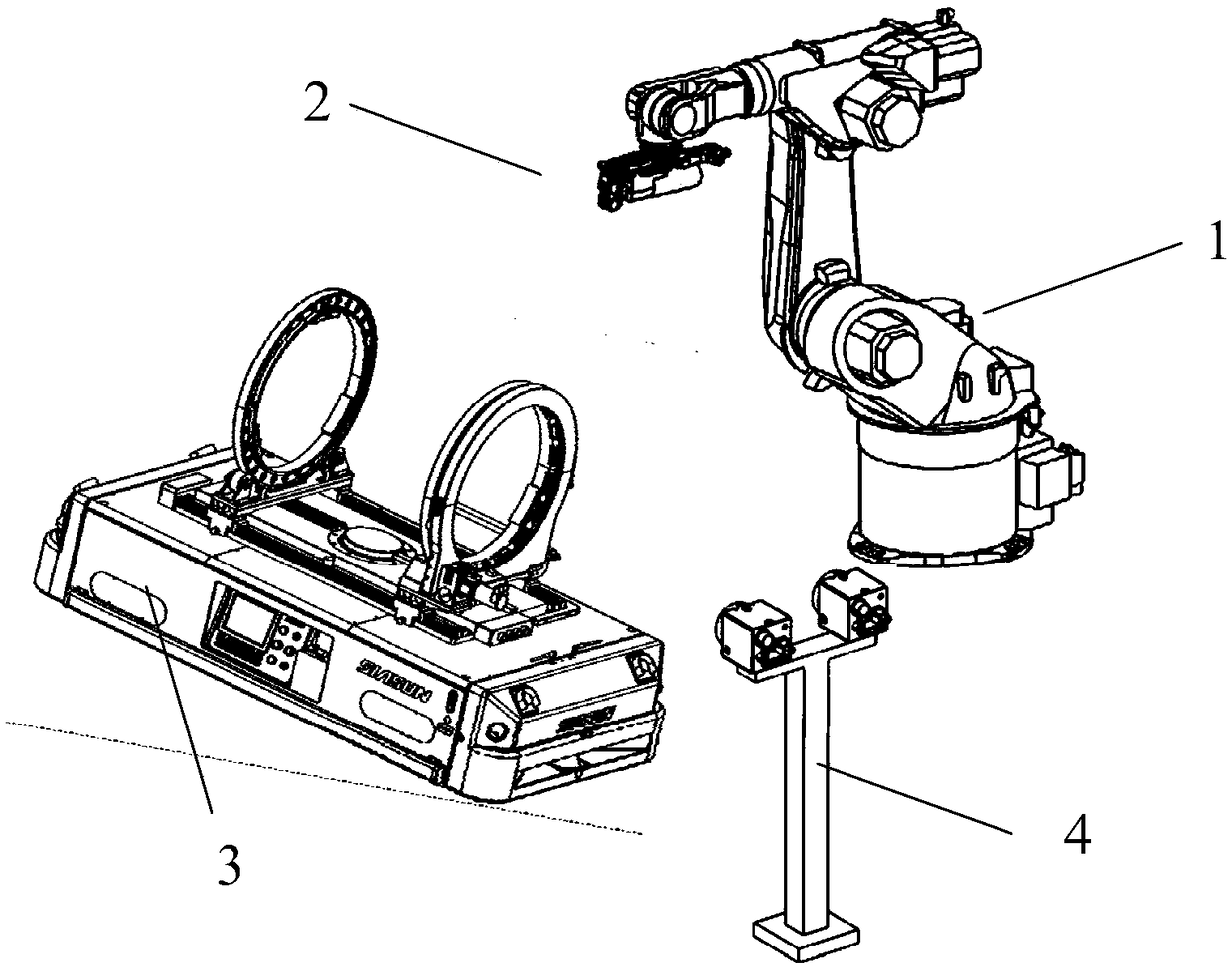 Mechanical arm drilling device and drilling method adapting to automatic logistics