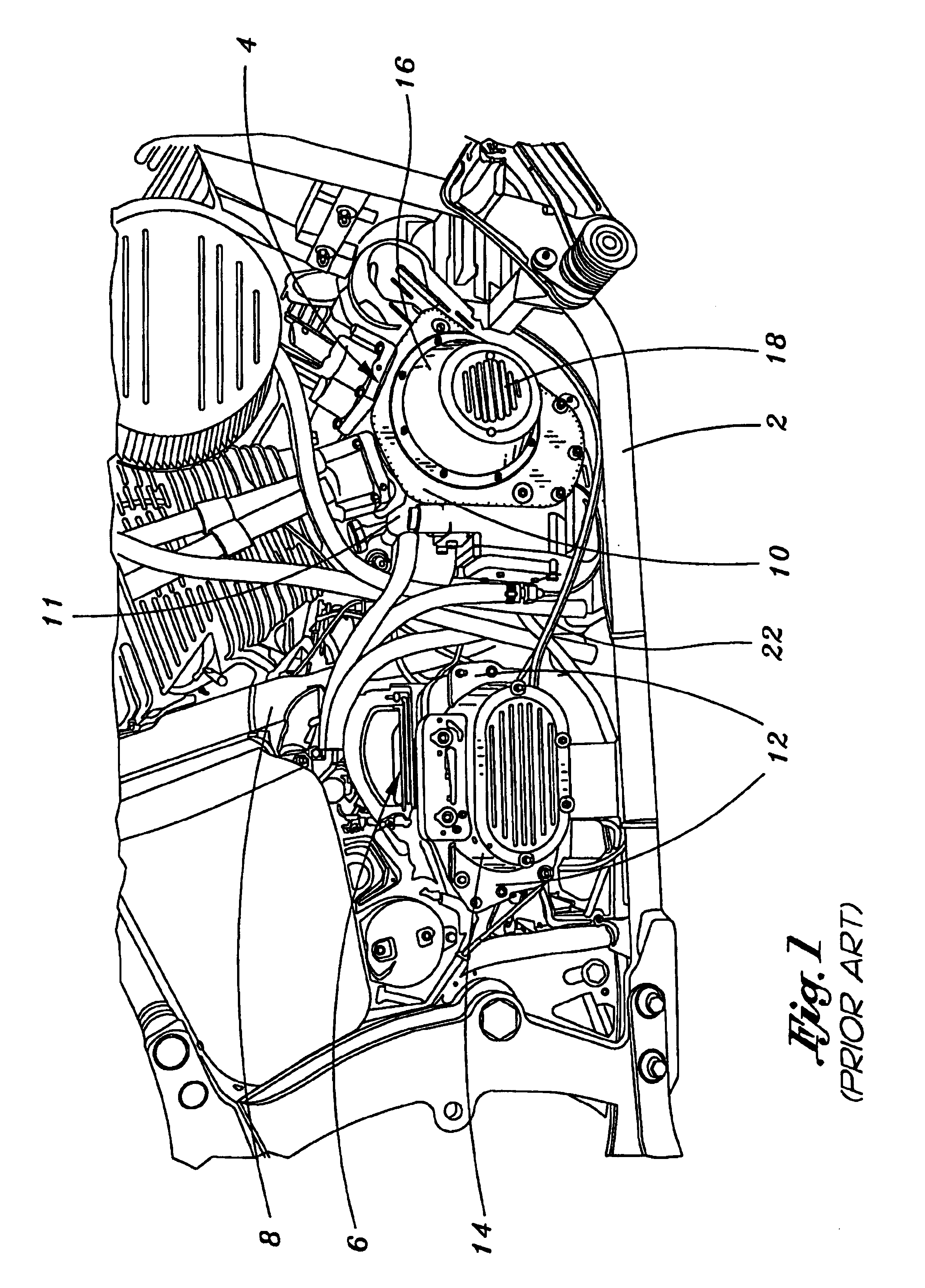 Motorcycle engine and transmission interbracing member