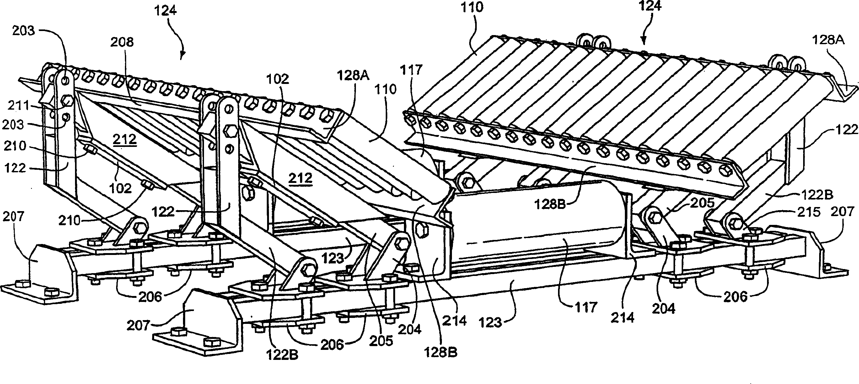 Roller bed for a conveyor belt system