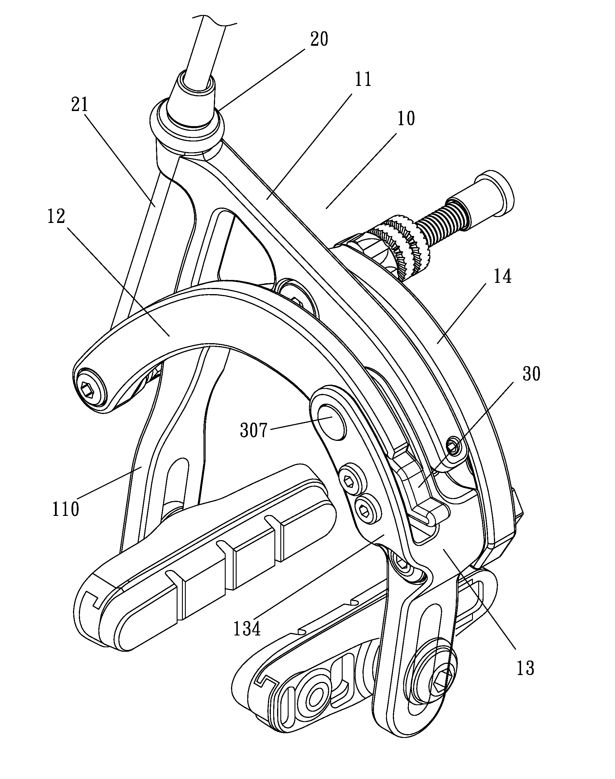 Bicycle brake with a mechanism for quickly loosening brake cable