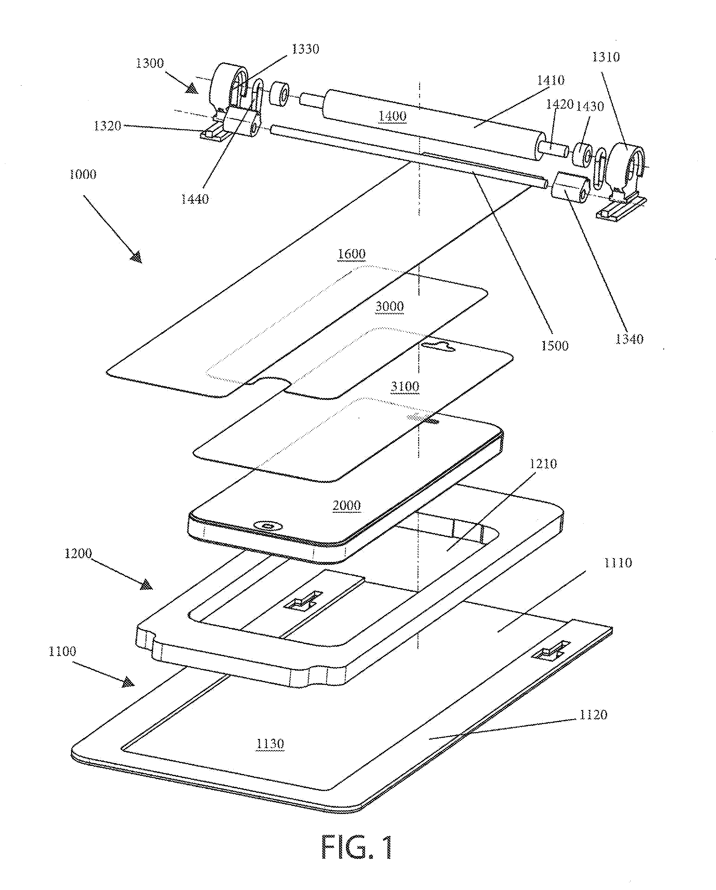 Apparatus for the alignment and application of a protective film to a device, and related methods