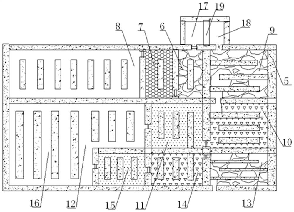 A strip-type structure filling protection-water storage system in a coal mining area