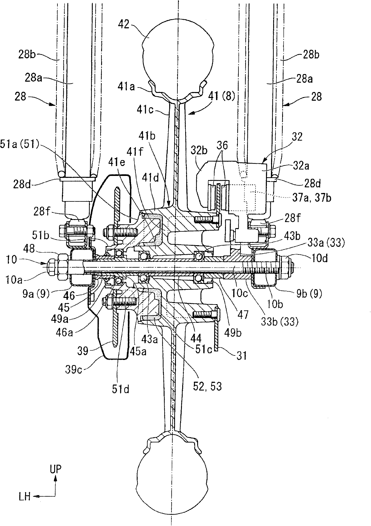 Structure and method of assembling and disassembling a rear wheel of a motor bicycle
