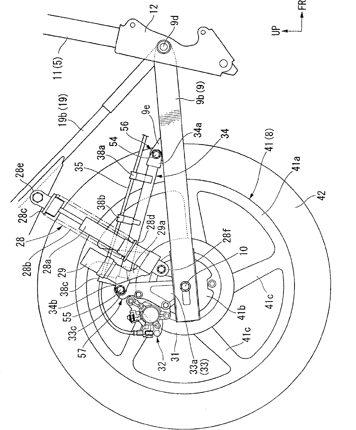 Structure and method of assembling and disassembling a rear wheel of a motor bicycle