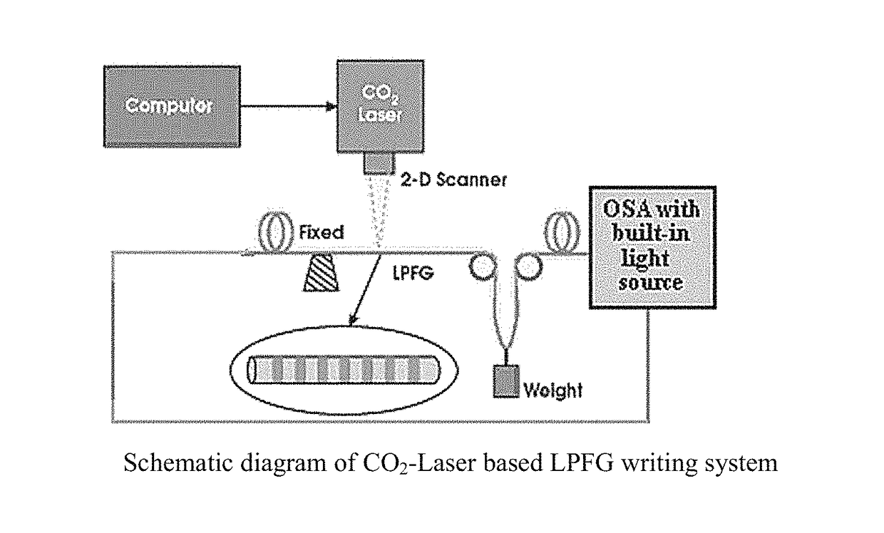 Optical rare-earth doped fiber long period grating based ionizing radiation dose sensor device