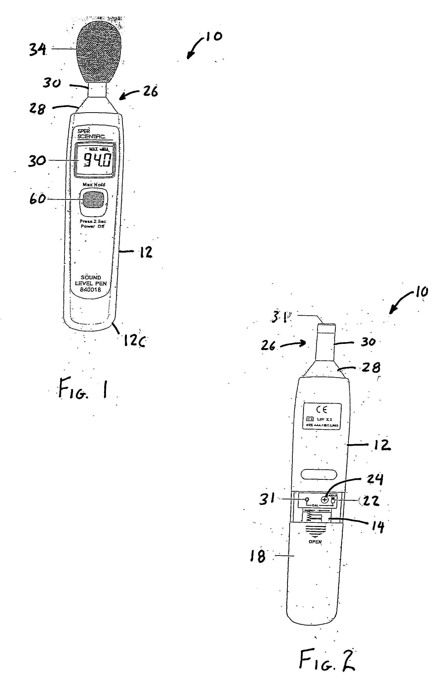 Single button operating sound level meter and method therefor
