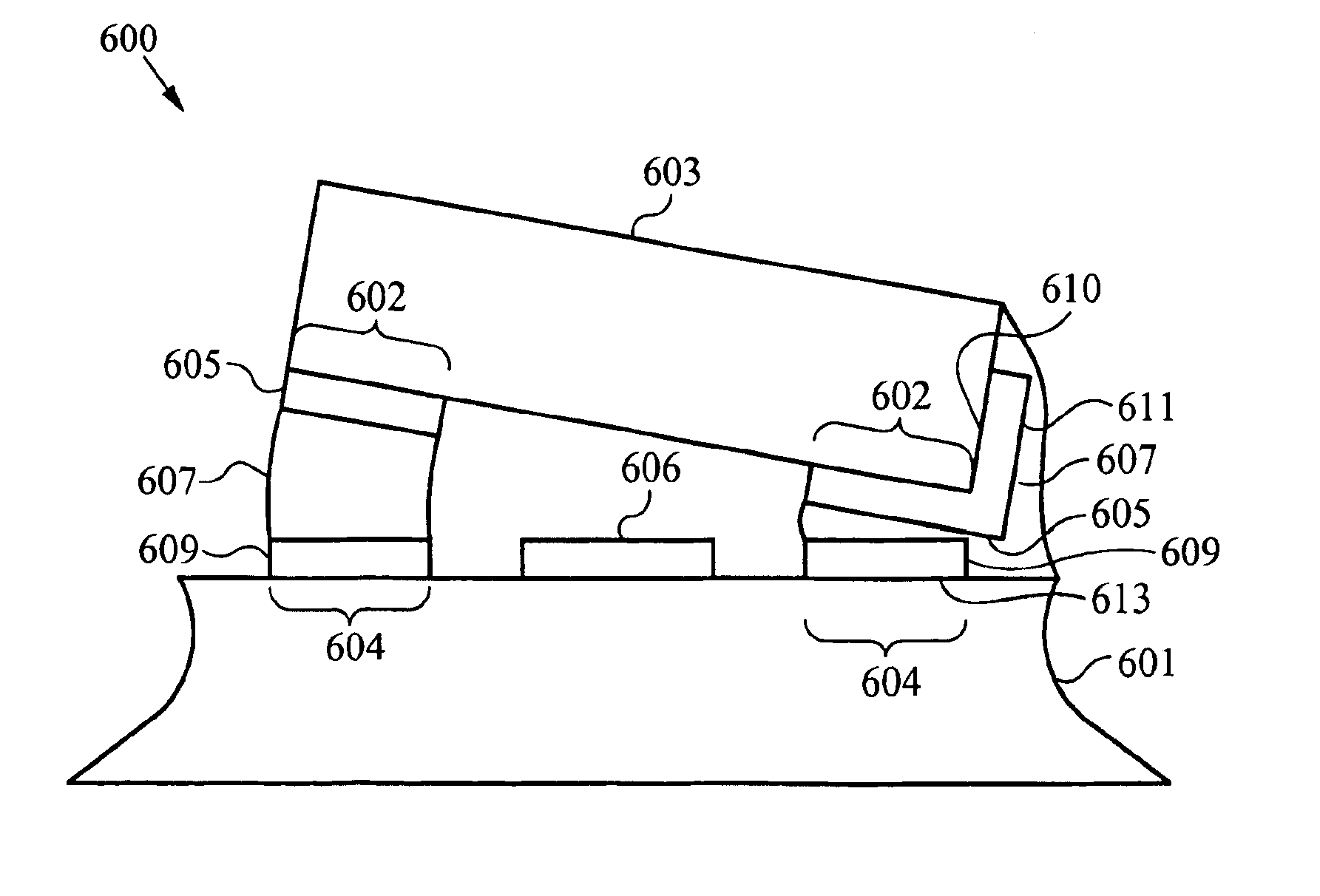 Method of sealing a hermetic lid to a semiconductor die at an angle