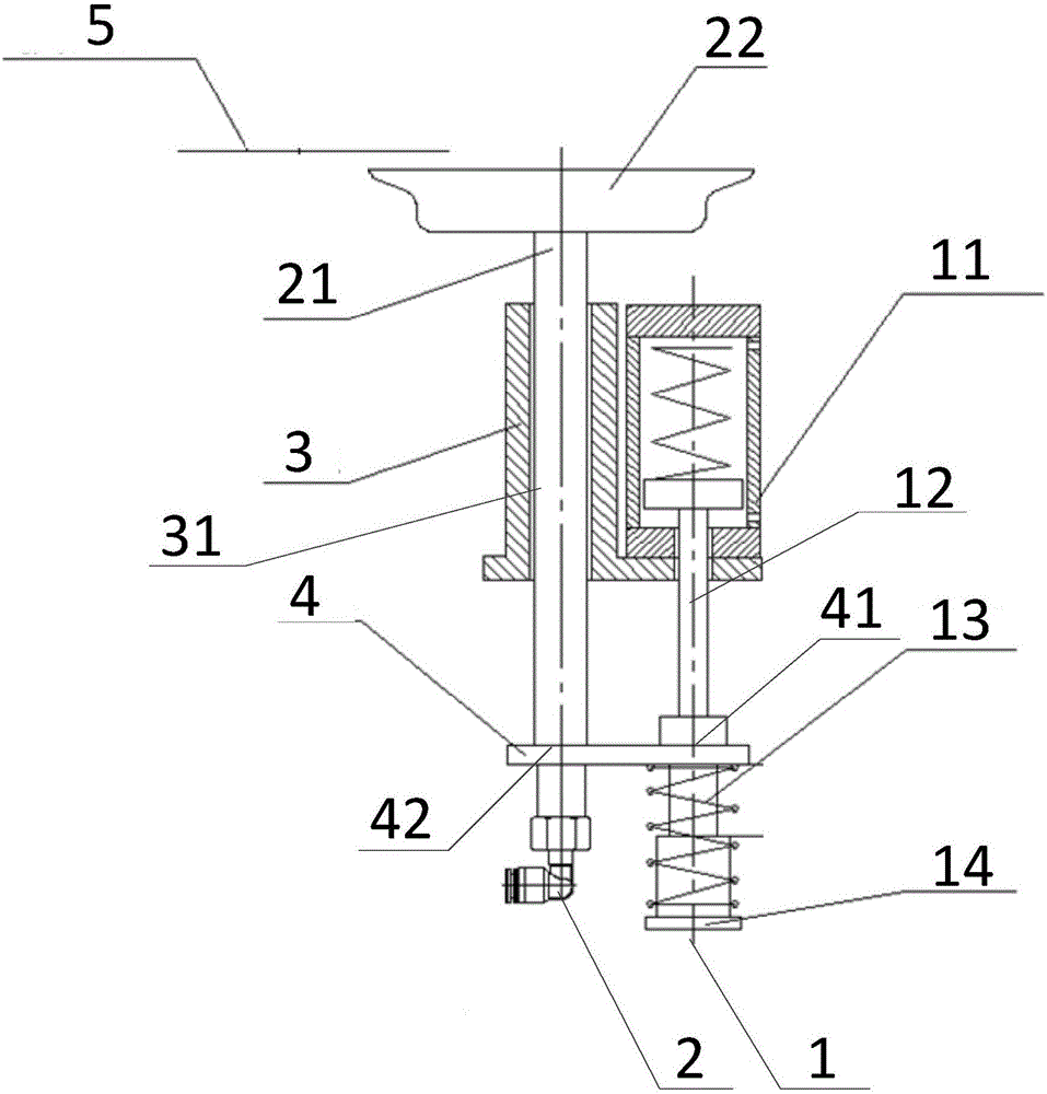 Suction cup device for grabbing glass from lower surface of glass plate and control method