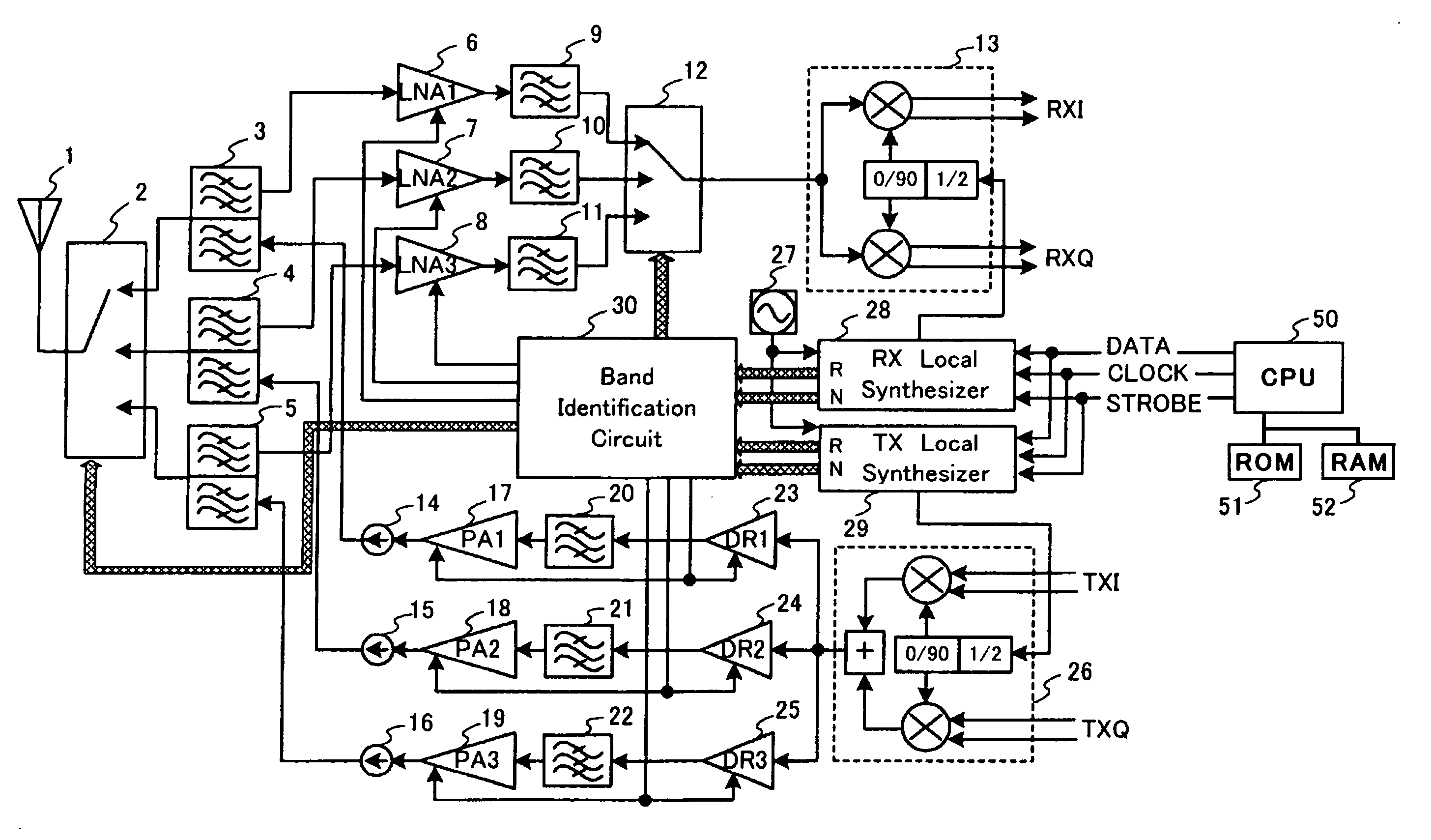 Multi-band wireless transceiver and method of controlling the same