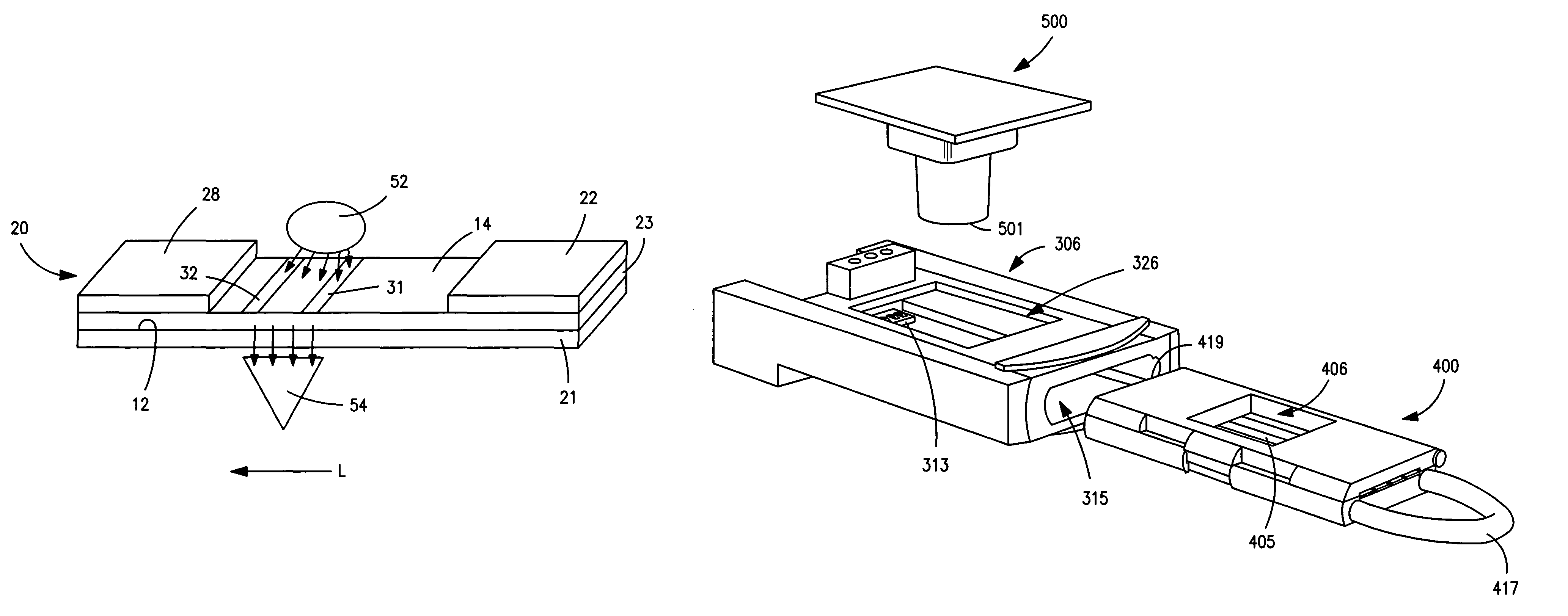 Optical detection system using electromagnetic radiation to detect presence or quantity of analyte