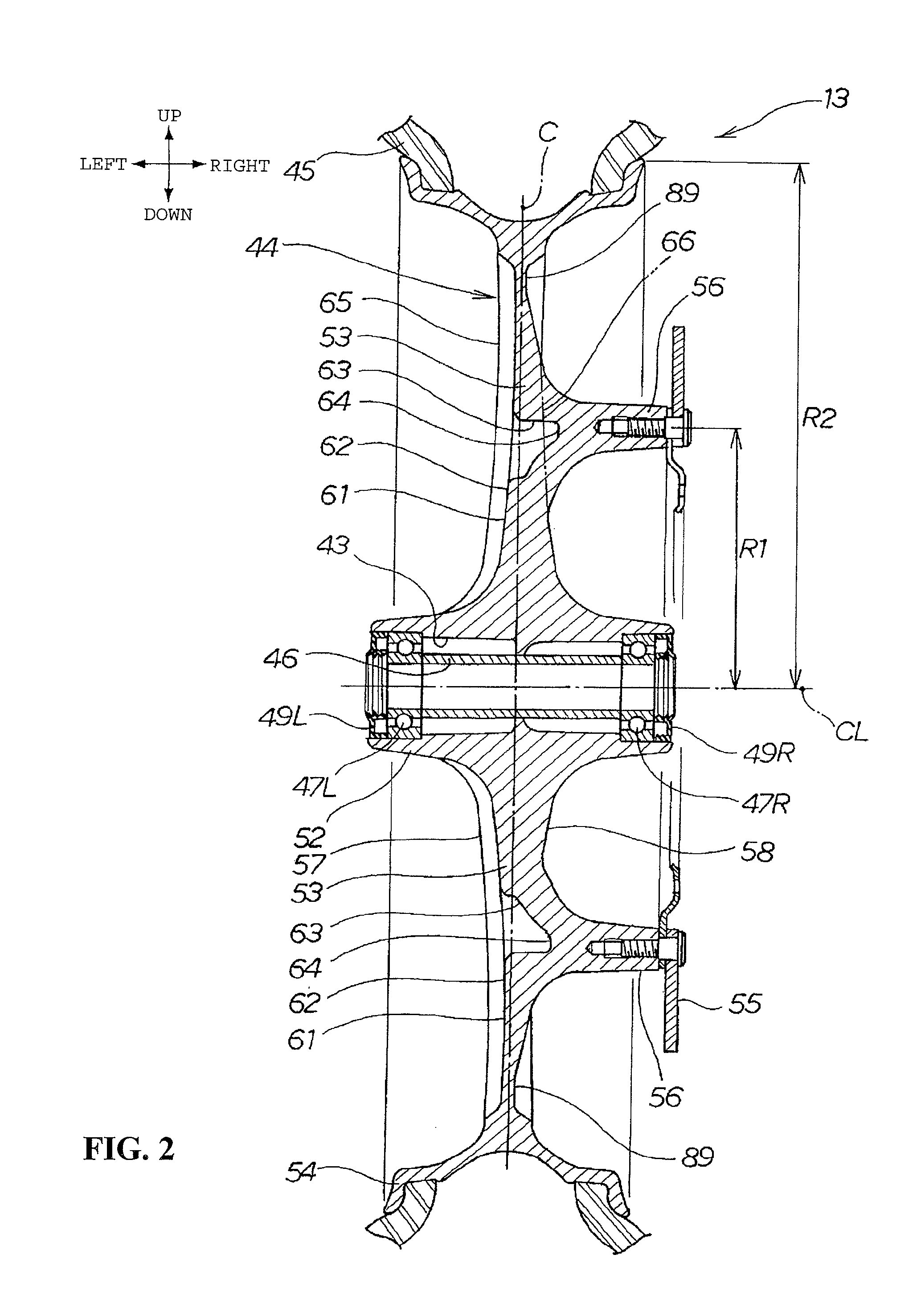 Wheel structure for saddle-ride type vehicle