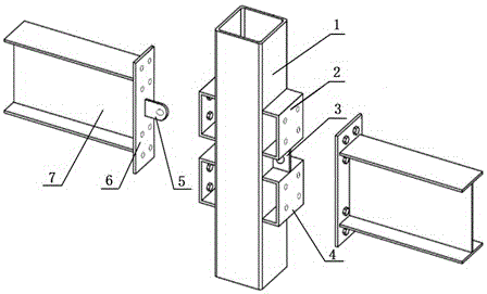 Novel steel pipe column and shaped steel beam assembling method