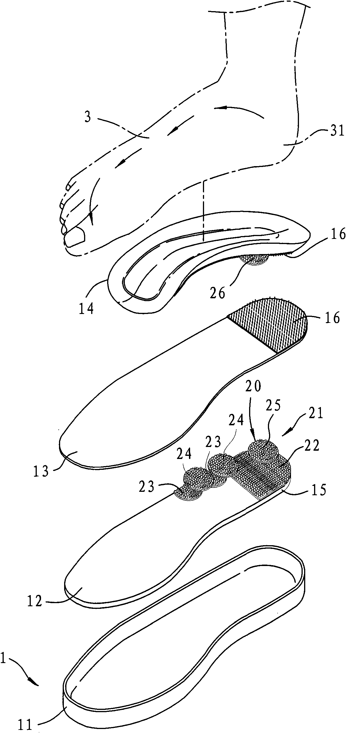 Arch corrective device shoe set and method for fine tuning of plantar pressure balance in same