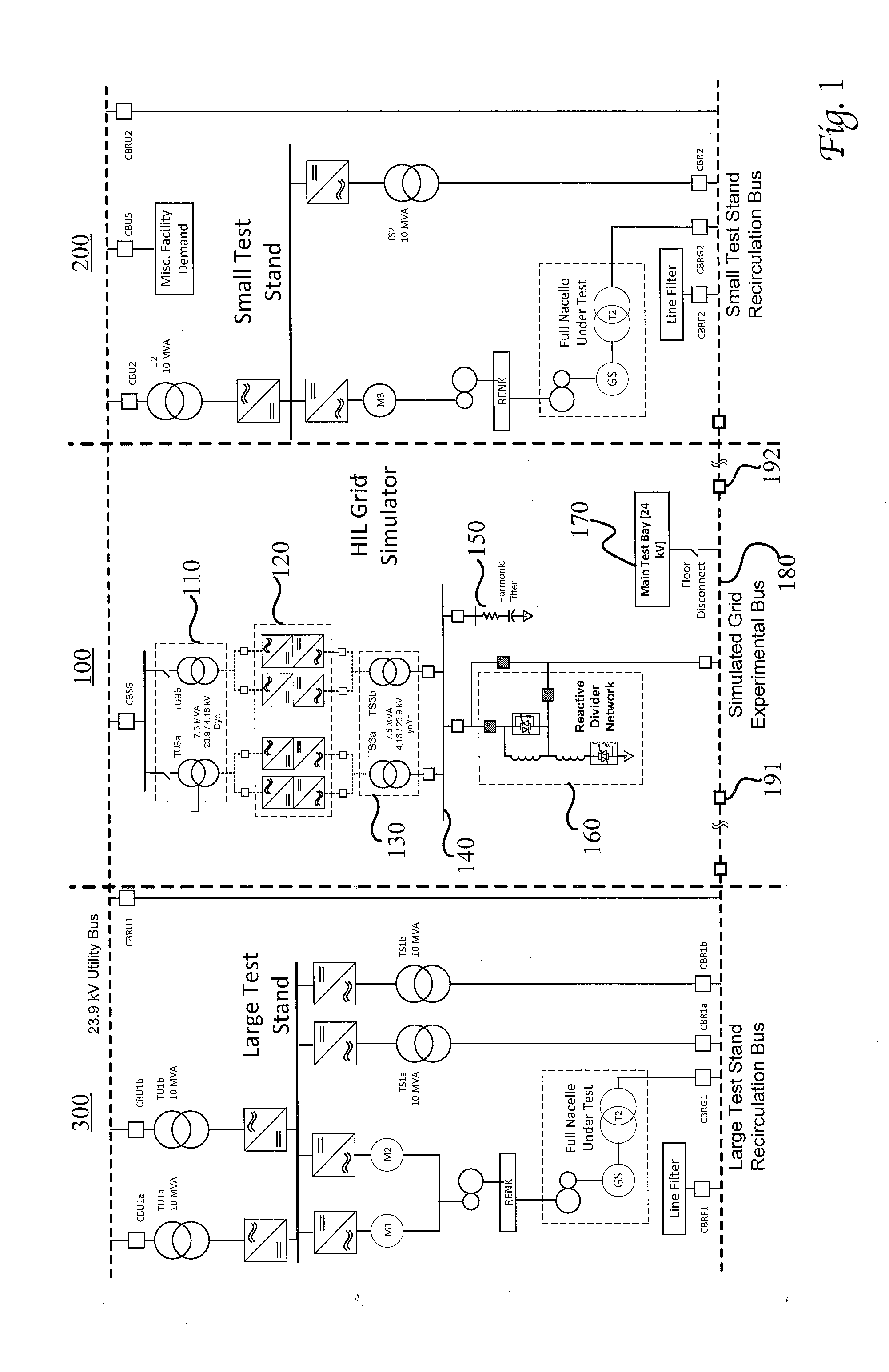 Hardware-in-the-loop grid simulator system and method