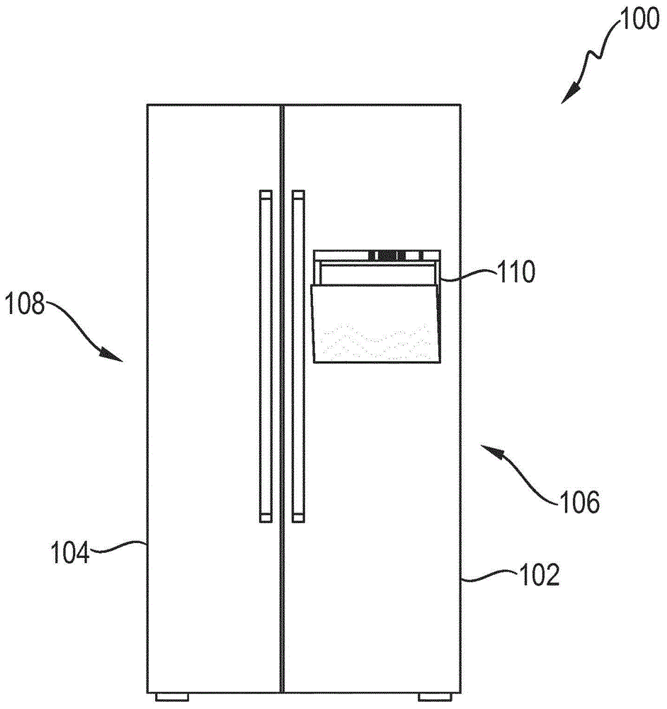 Refrigeration device comprising an ice maker with double stops
