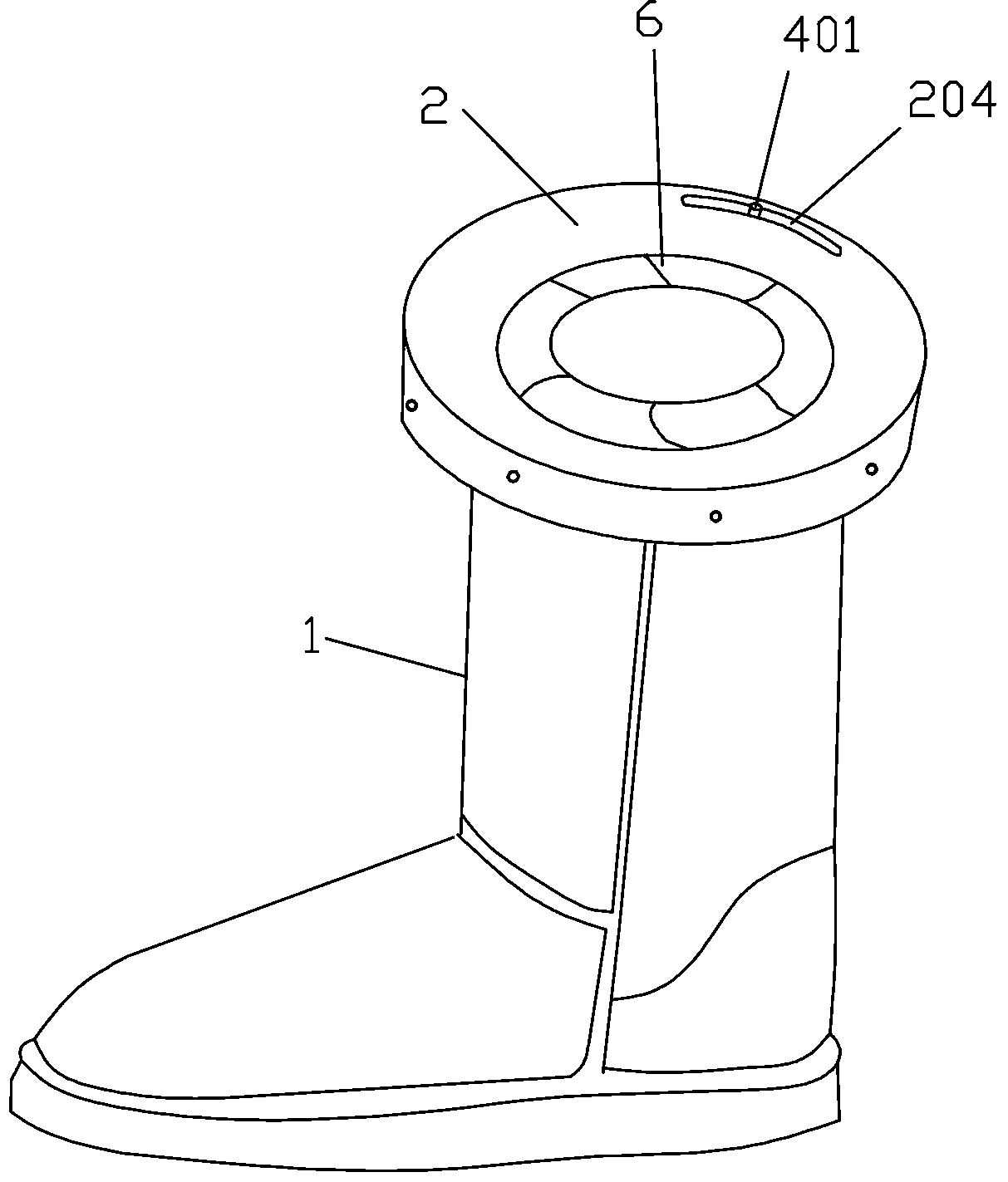 Boots adjustable in opening diameter