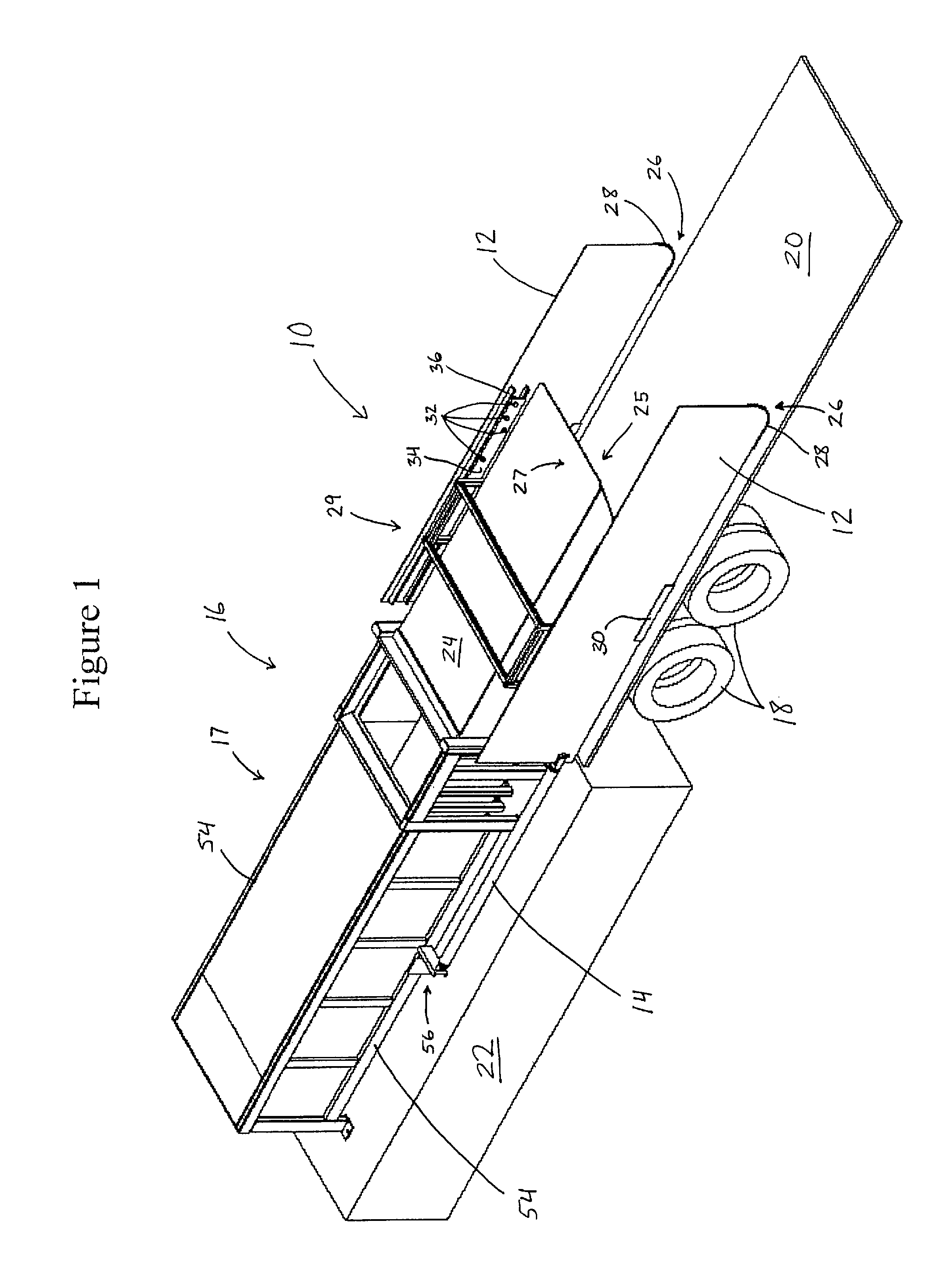 Container loader with container wall protector and method for loading a container
