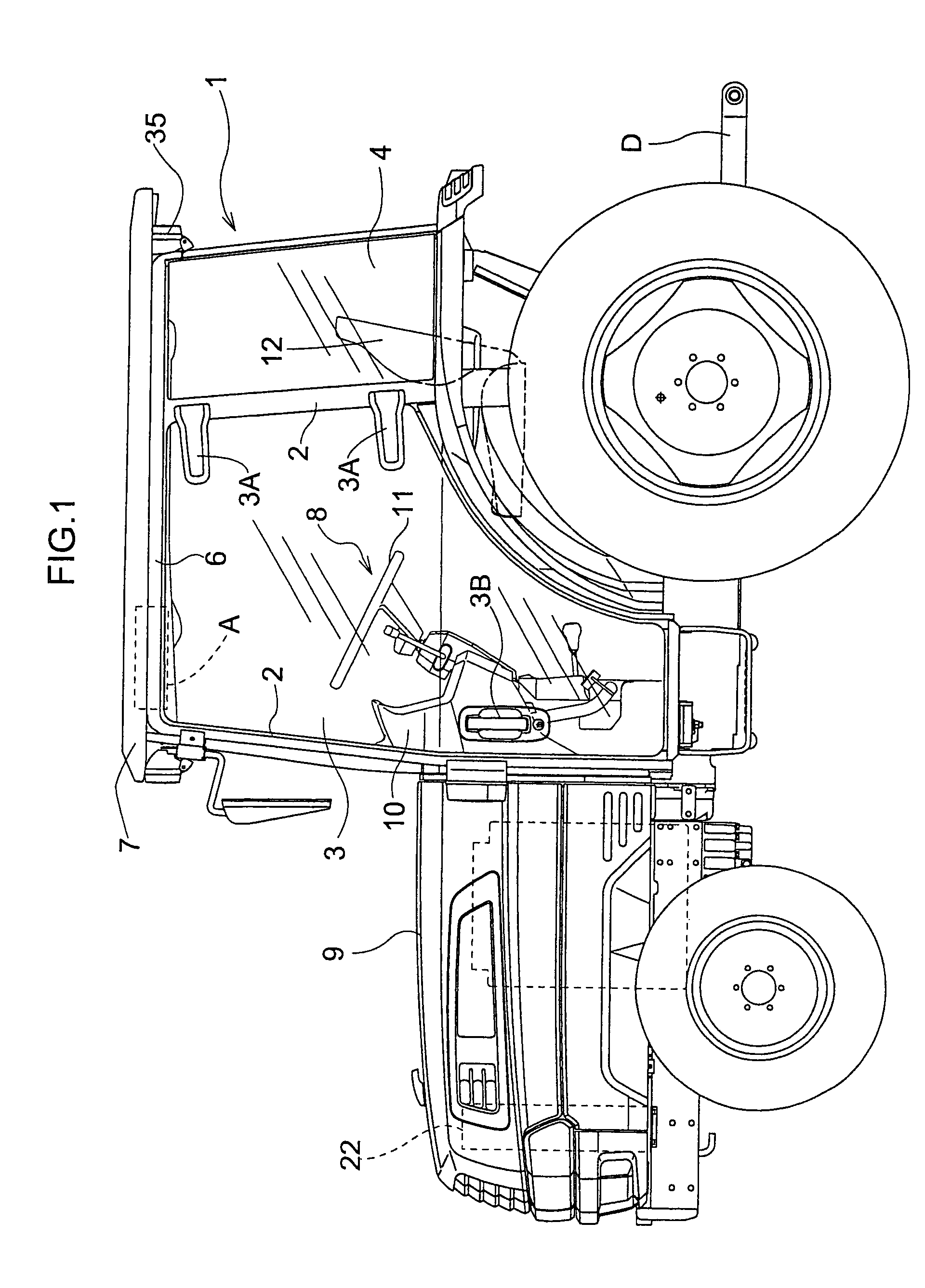 Work-vehicle cabin having air-conditioning unit