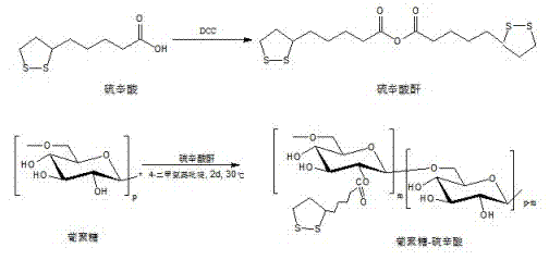Thioctic acid-modified hydrophilic polymer for side chain