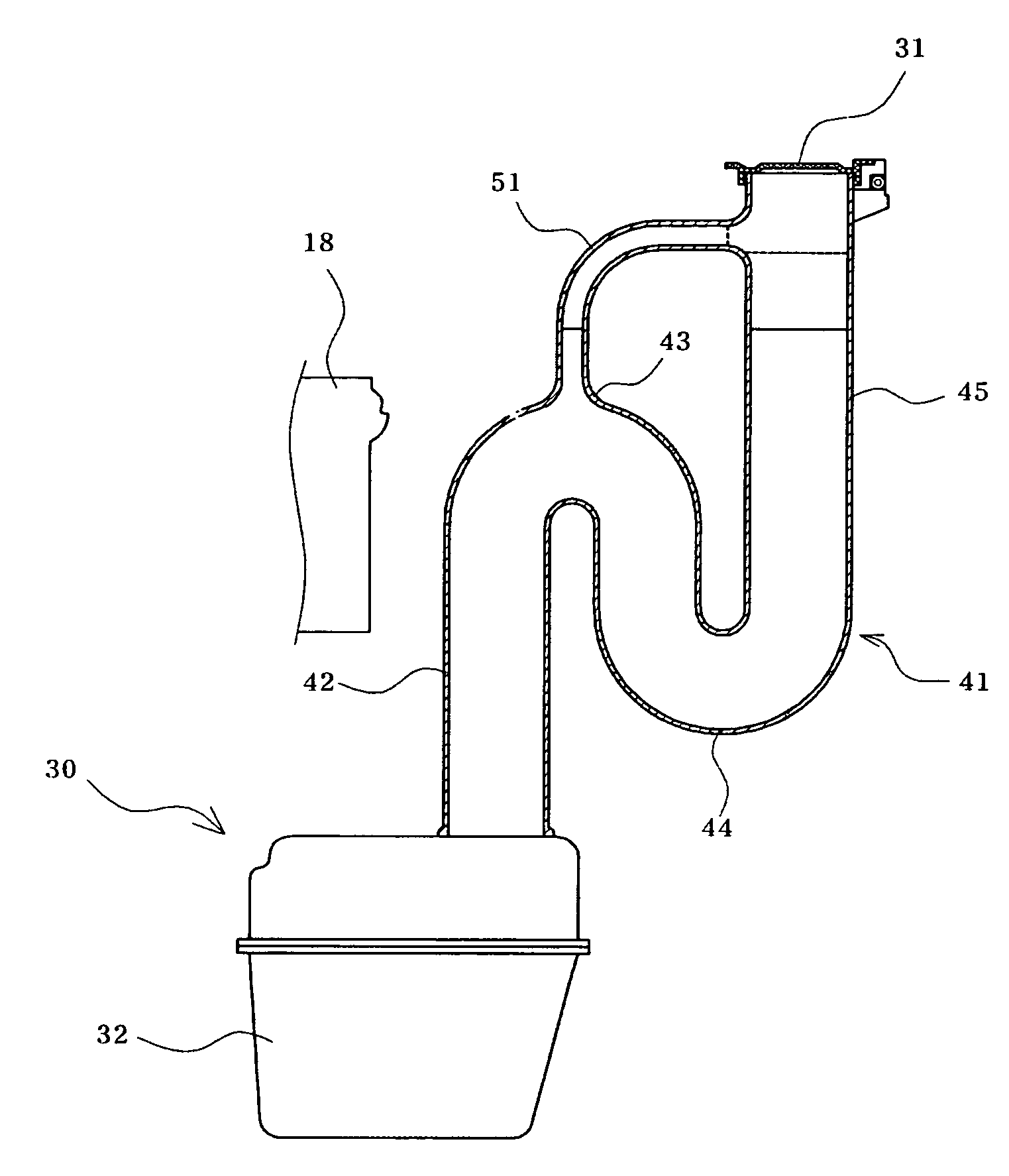 Pipe structure of a windshield washer fluid feeding device
