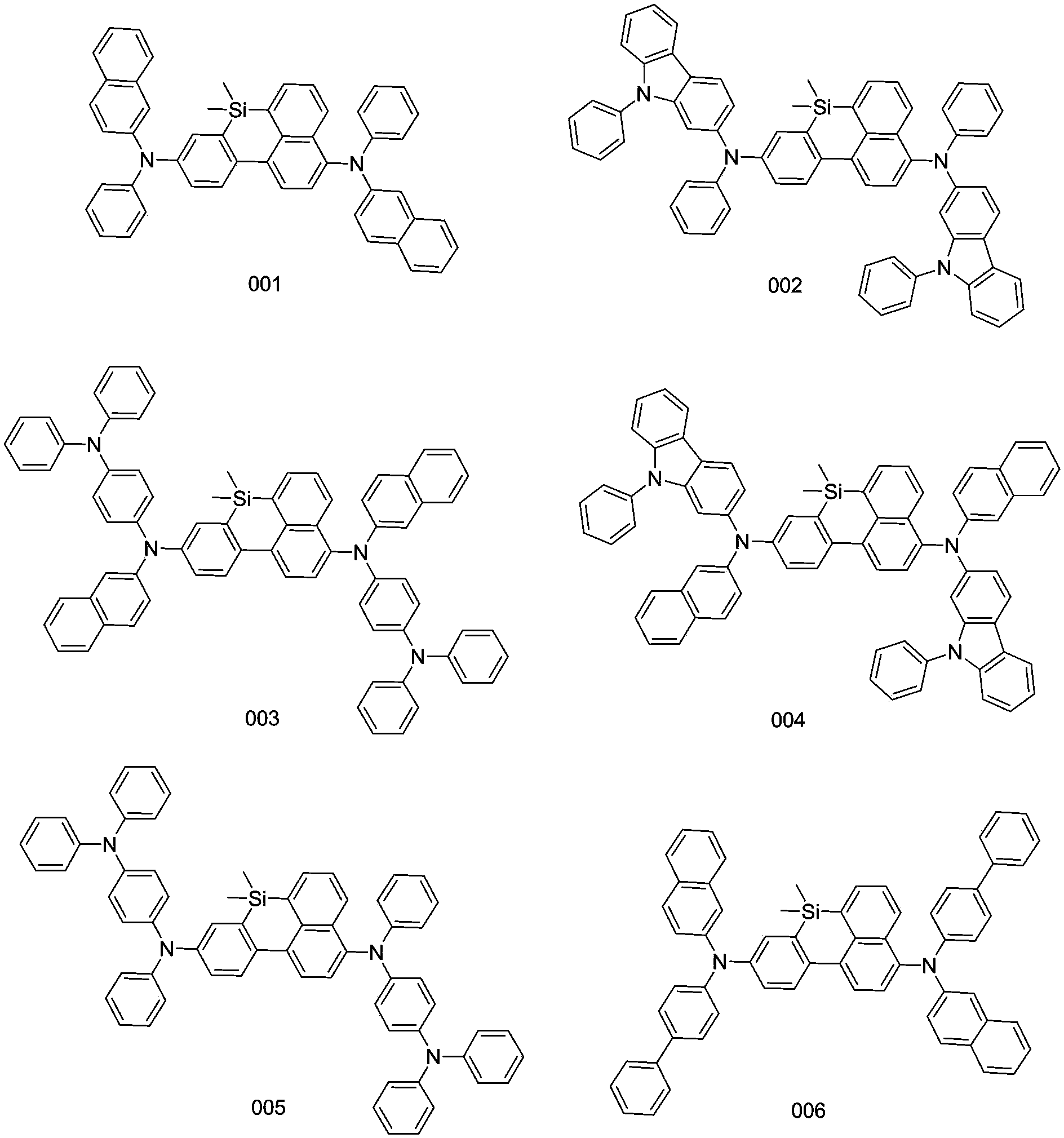 Silicious benzanthracene organic electroluminescent material, and preparation method and application thereof