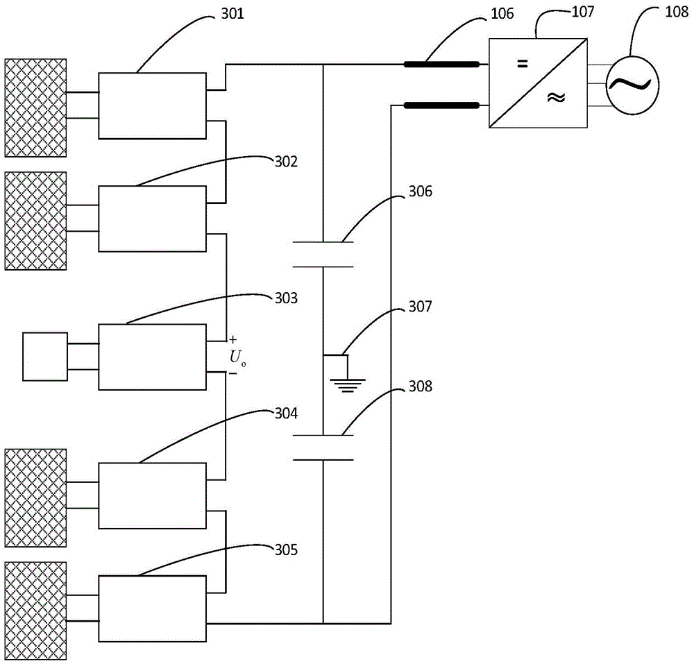 Photovoltaic high-voltage and direct-current series grid-connected system comprising dynamic voltage compensator