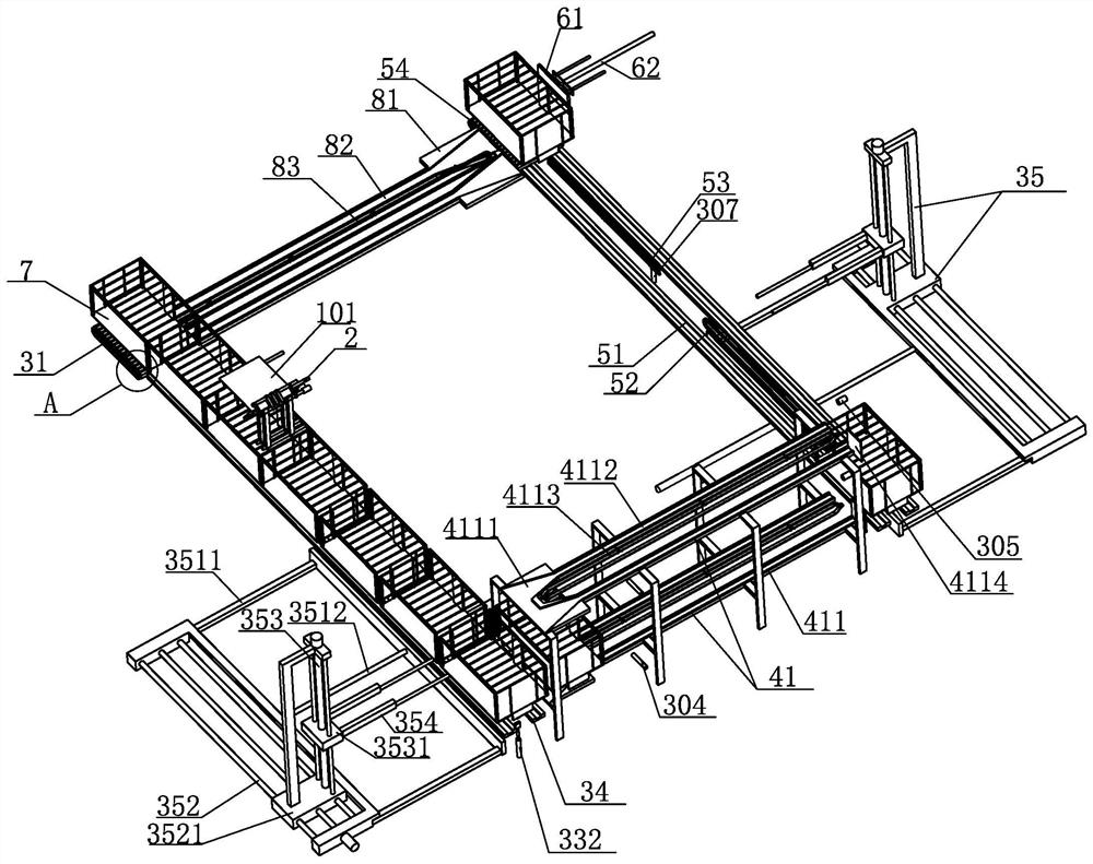 Veneer inserting, veneer airing and veneer stacking and collecting integrated assembly line