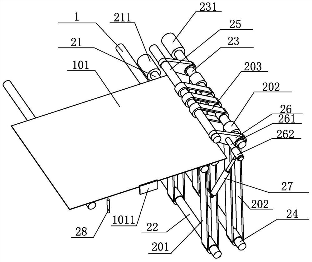 Veneer inserting, veneer airing and veneer stacking and collecting integrated assembly line