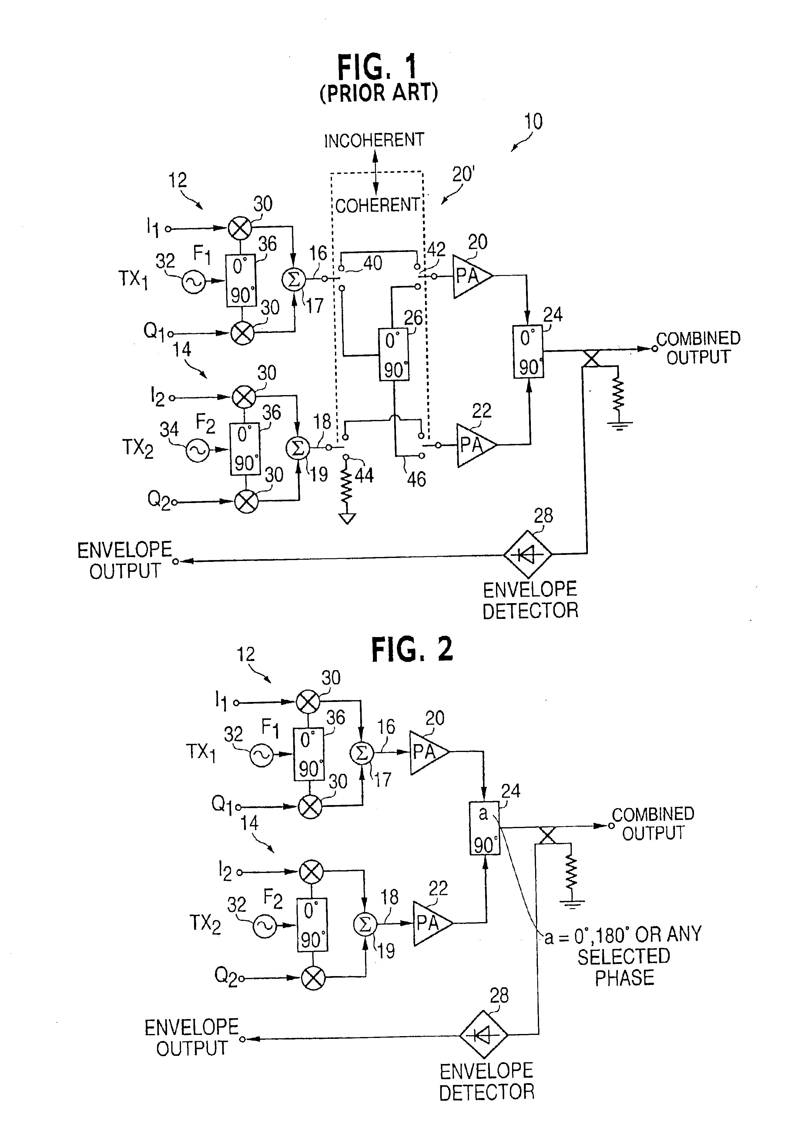 Switchless combining of multi-carrier coherent and incoherent carriers
