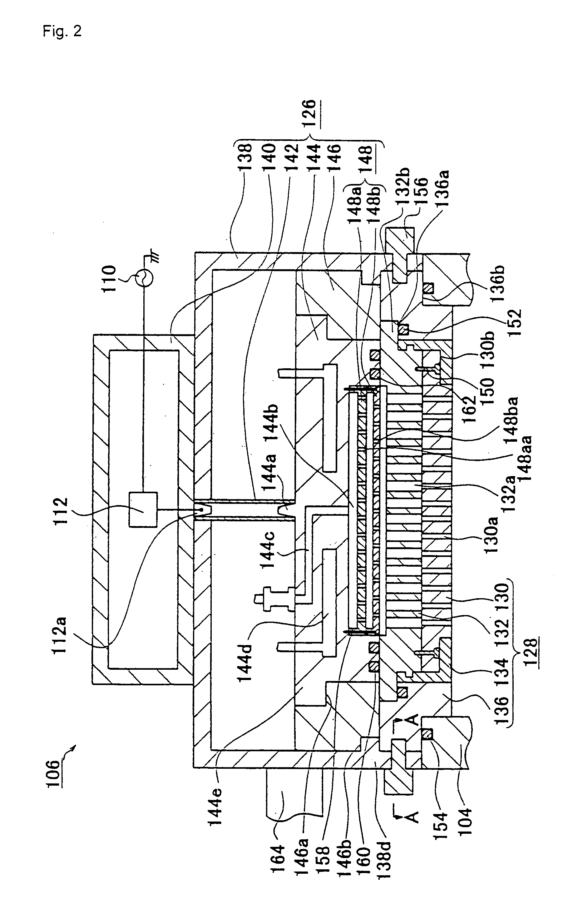 Processing device and method of maintaining the device, mechanism and method for assembling processing device part, and lock mechanism and method for locking the lock mechanism