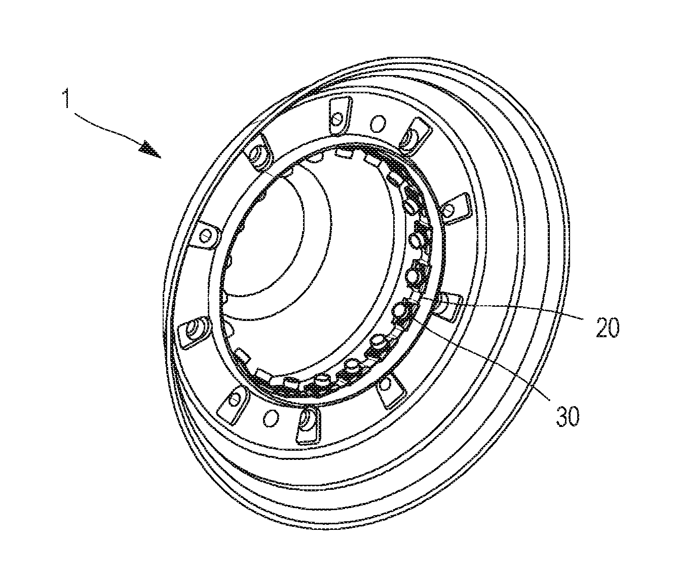 Balanced turbine engine portion and turbine engine