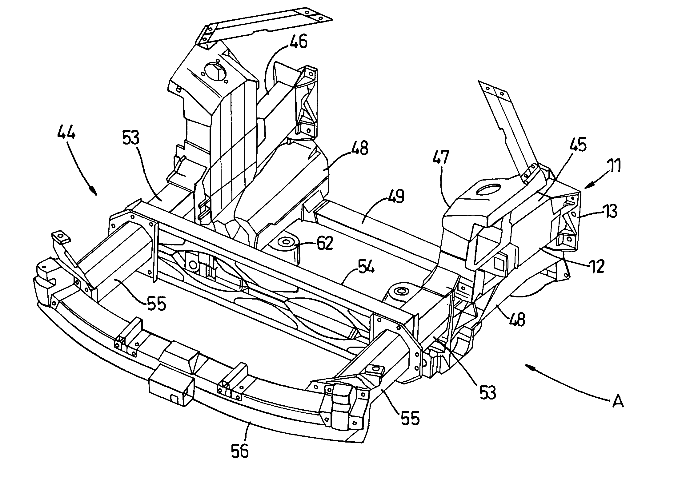 Assembly of motor vehicle body and a power train and chassis module
