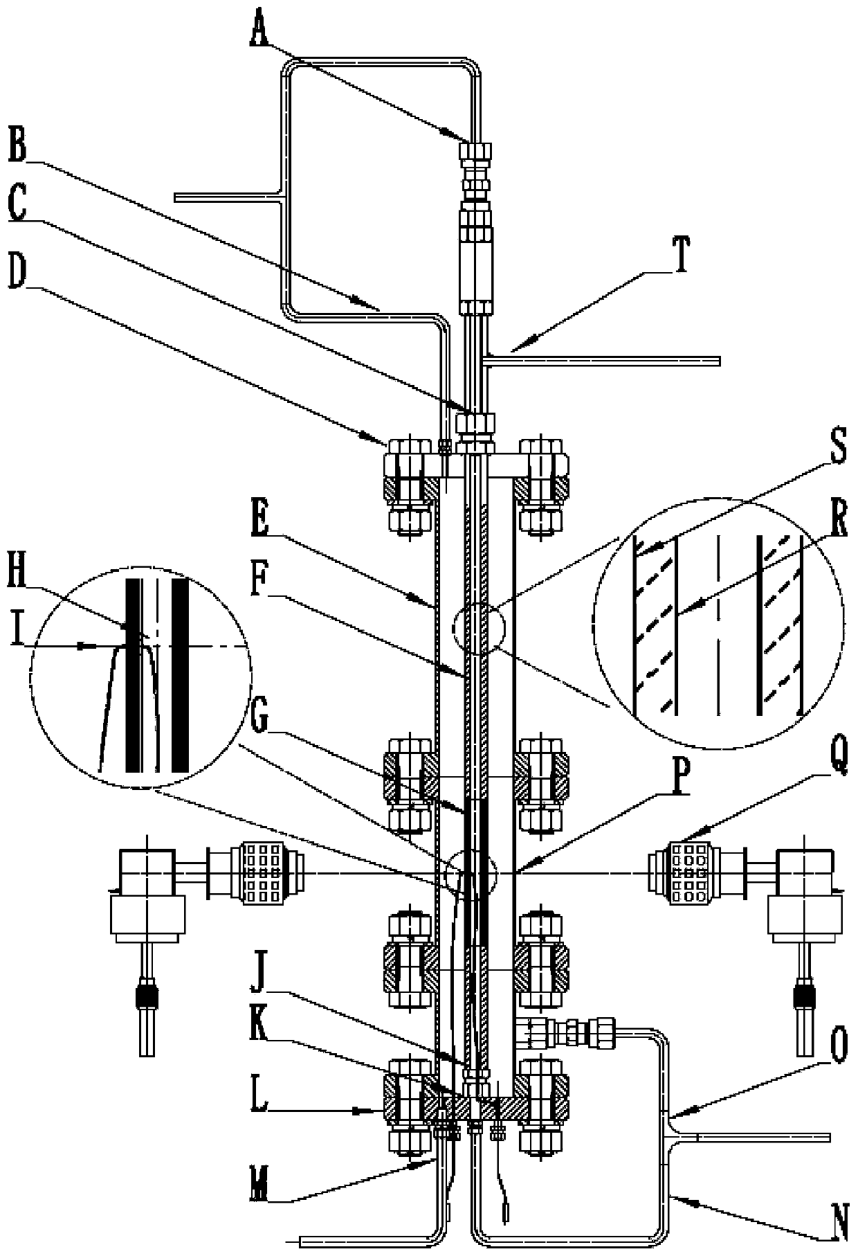 A test section for studying burst failure of annular fuel cladding