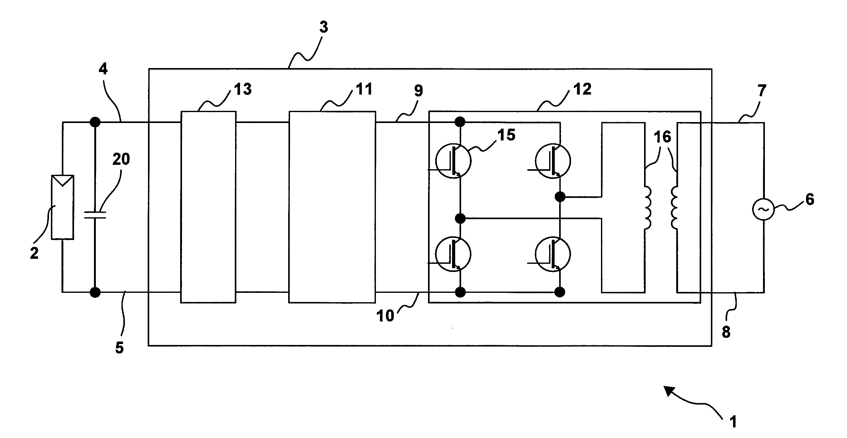 Switching device and method, in particular for photovoltaic generators