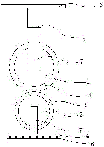 Material pressing and tensioning device
