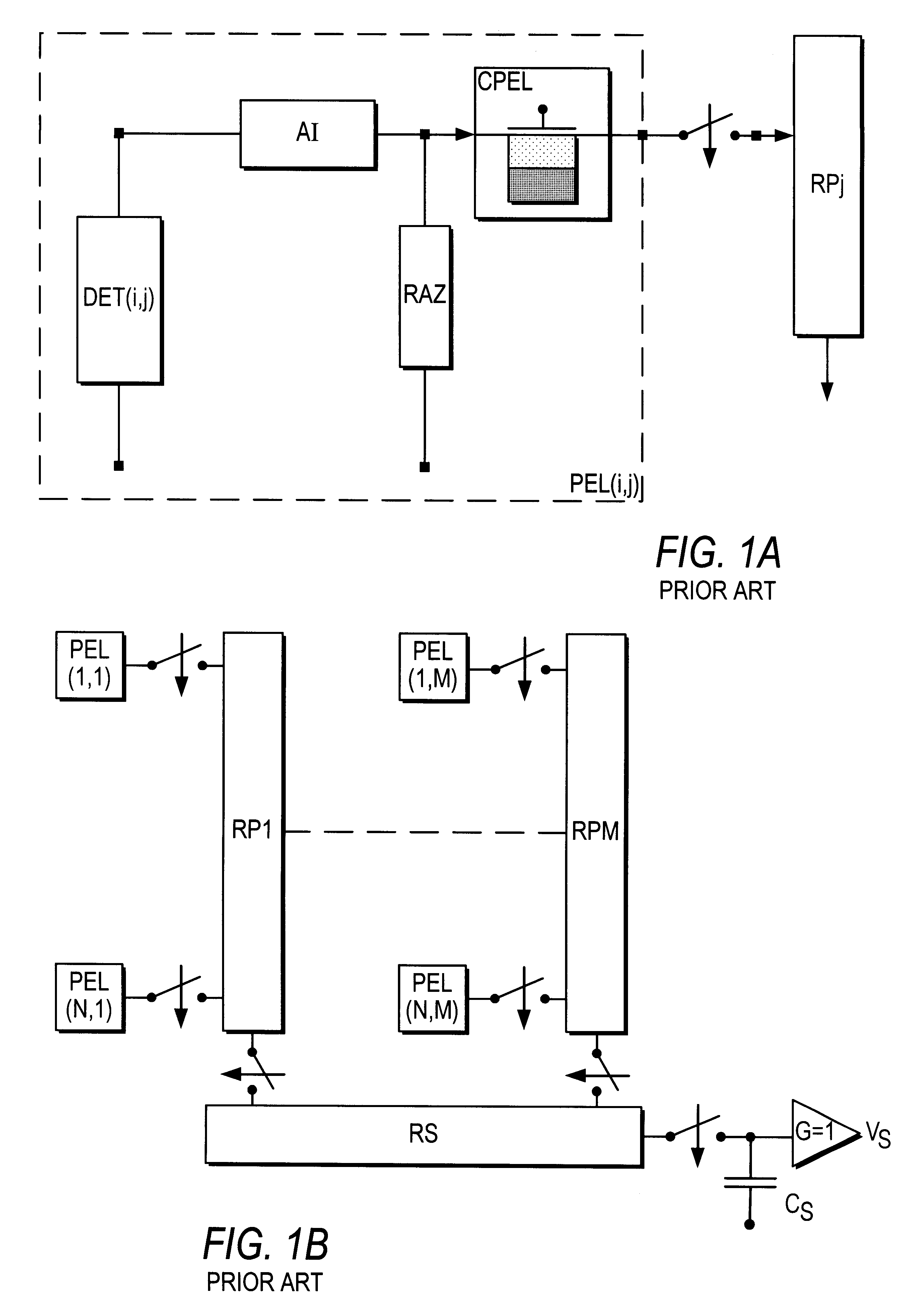 Device and process for reading a matrix of photonic detectors
