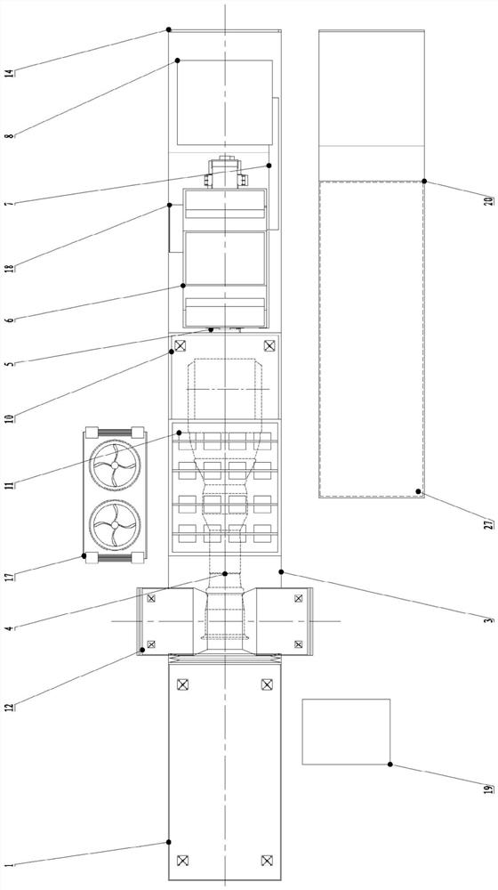 Medium-and-high-power gas turbine mobile power station with main body borne by single vehicle and compact design