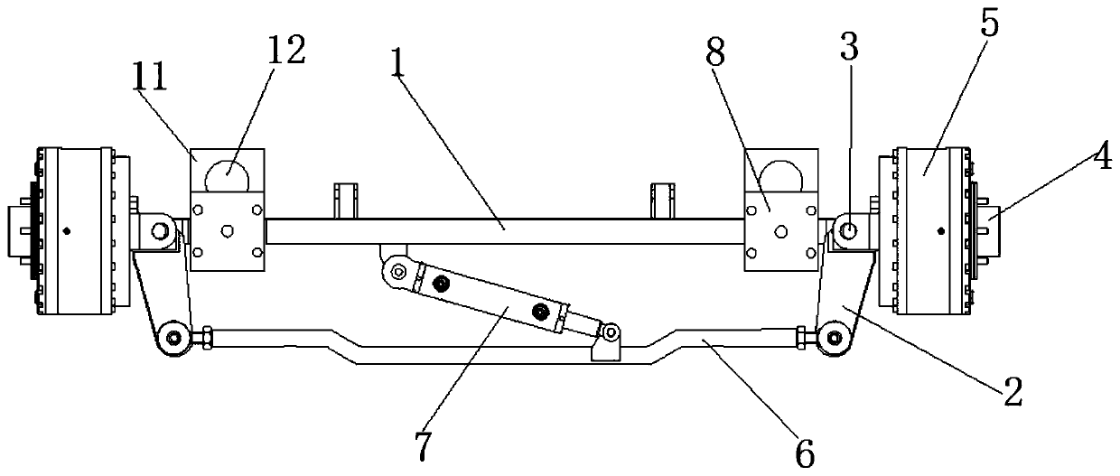 Large-rotating-angle wet brake steering axle