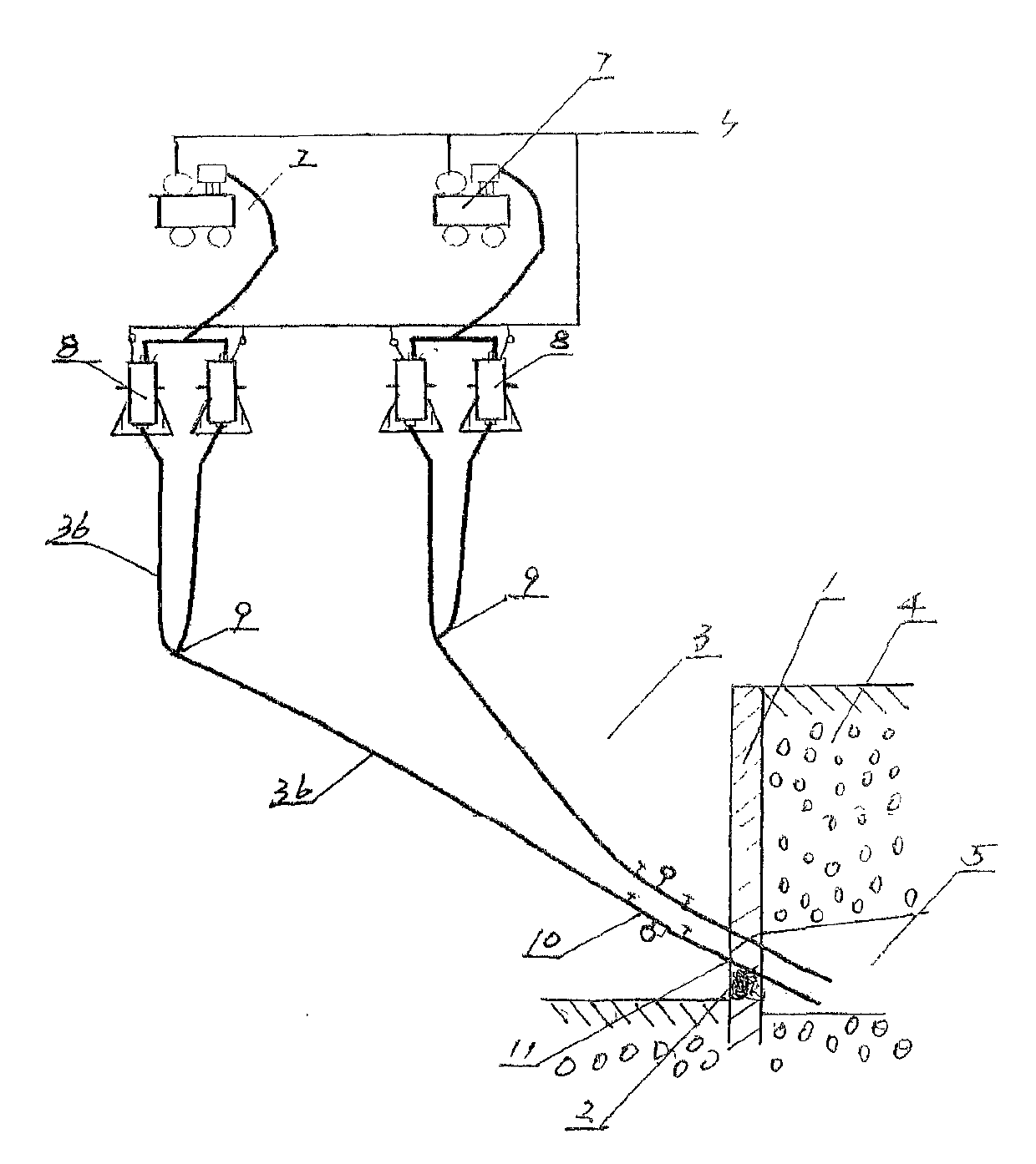 Method and device for eliminating underground building curtain water burst and quick sand