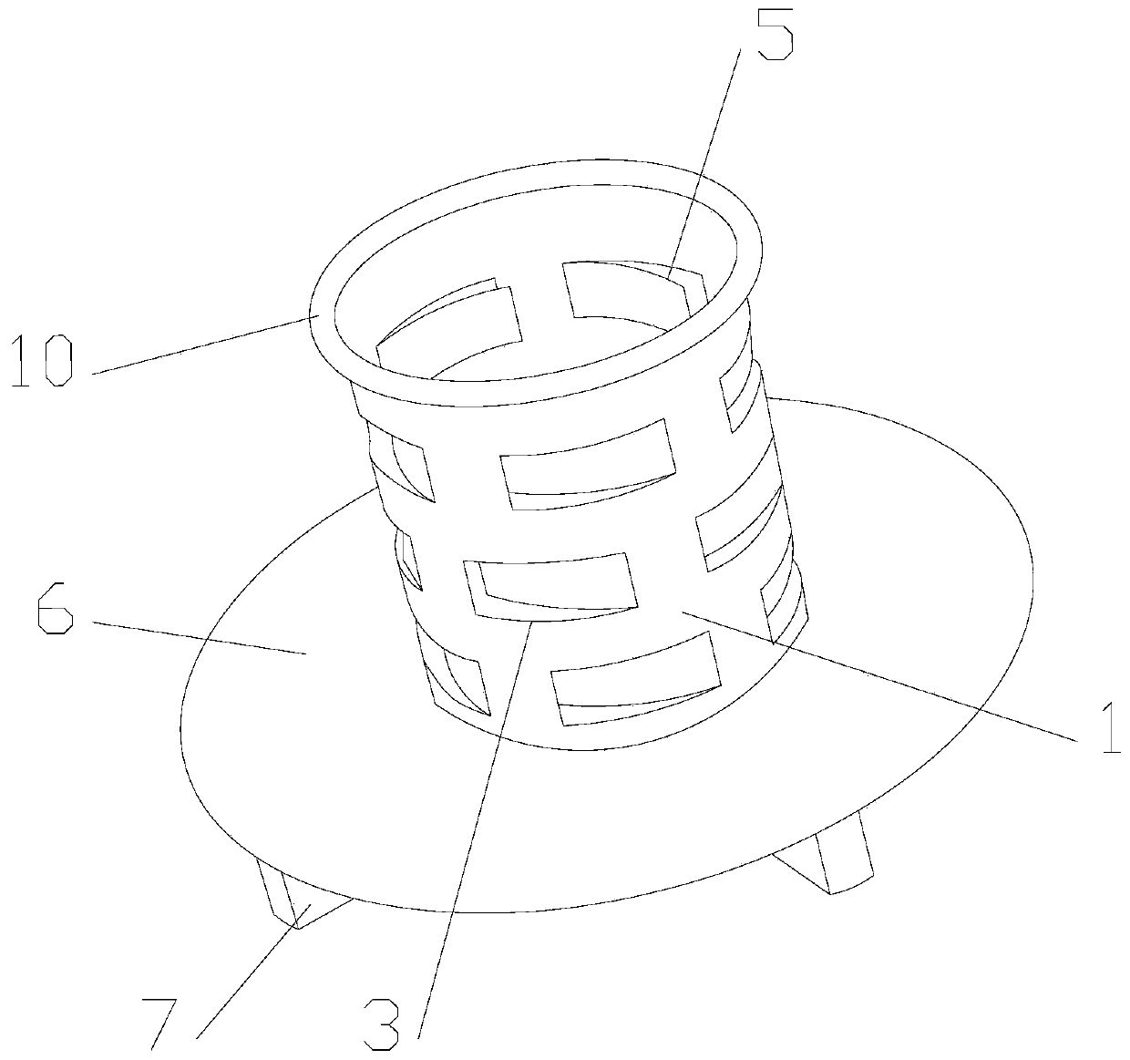 Pump body water inlet filtering and separating device