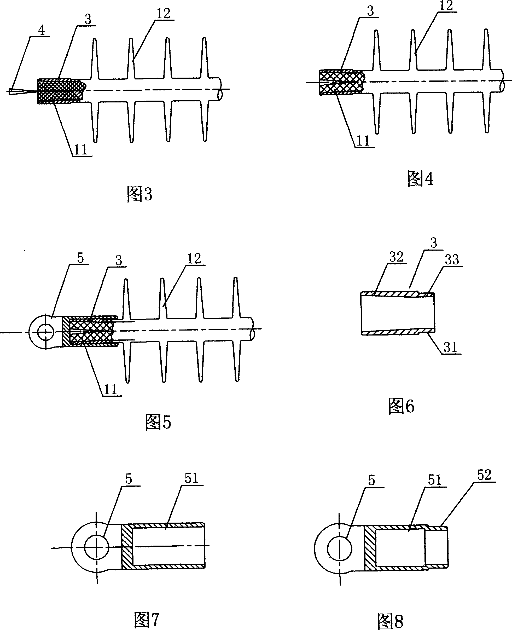 End accessory structure of combined insulator and manufacturing method thereof