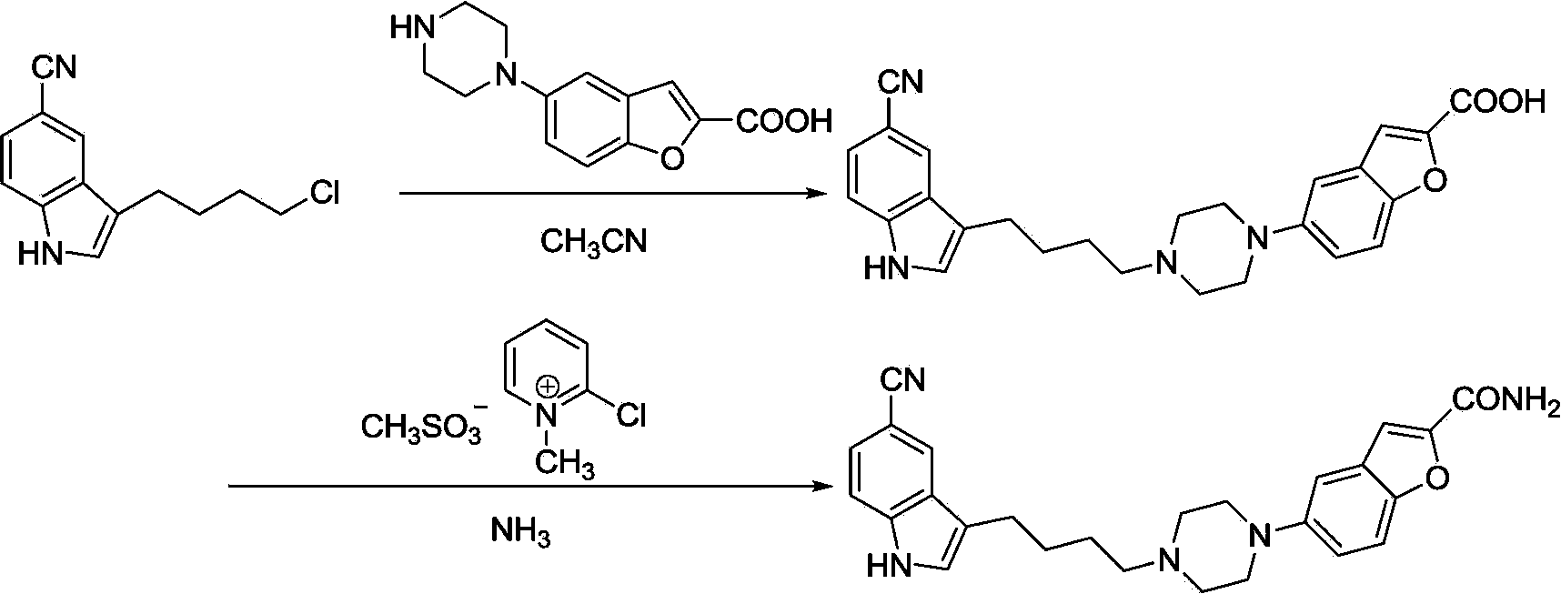 Method of preparing vilazodone and intermediate thereof