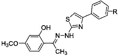 Paeonol thiazole derivative and preparation method and application thereof