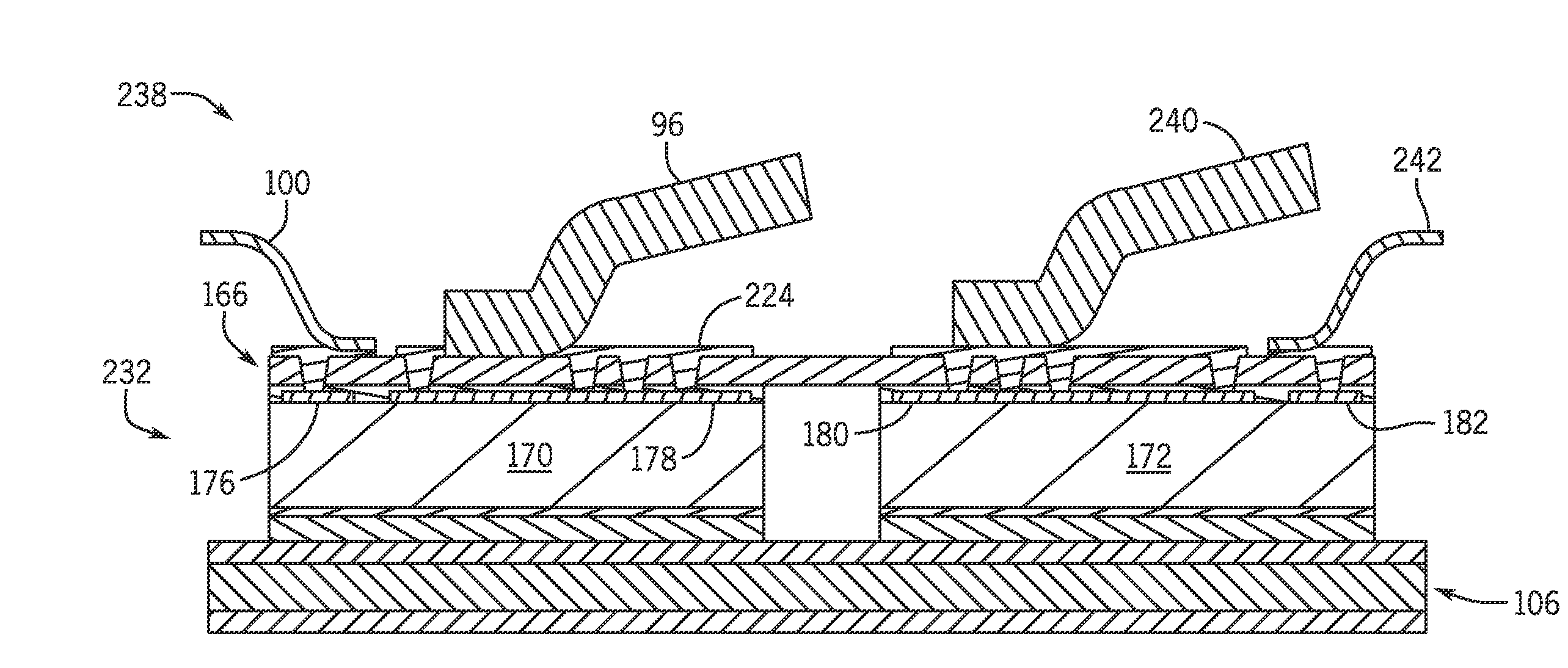 Power overlay structure having wirebonds and method of manufacturing same