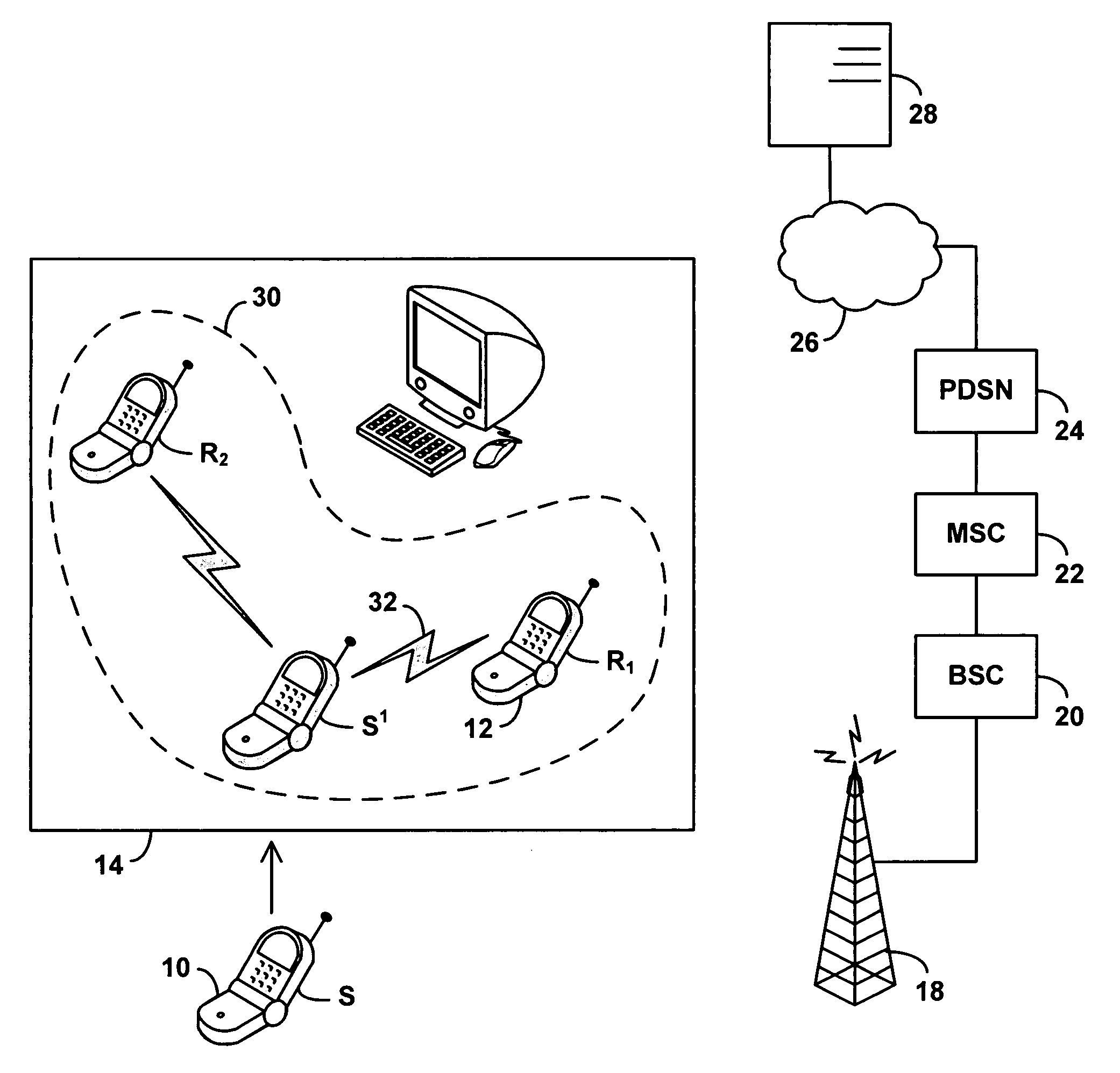 Multimodal wireless communication device with user selection of transceiver mode via dialing string