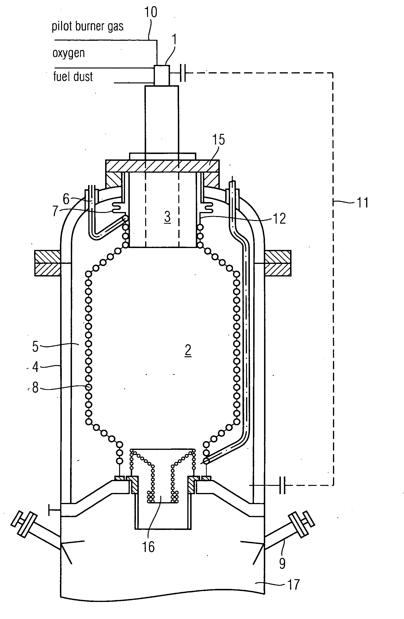 Entrained-flow gasifier with cooling screen and bellows compensator