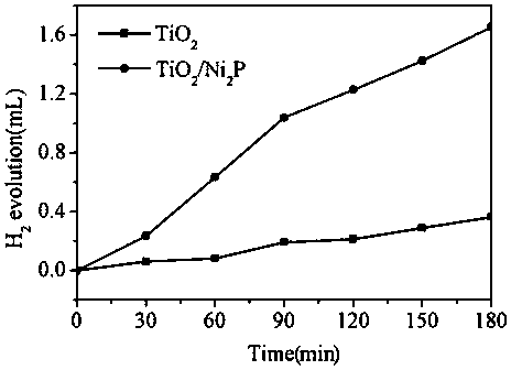Preparation method of titanium dioxide/dinickel phosphide heterojunction visible-light photocatalyst with defects