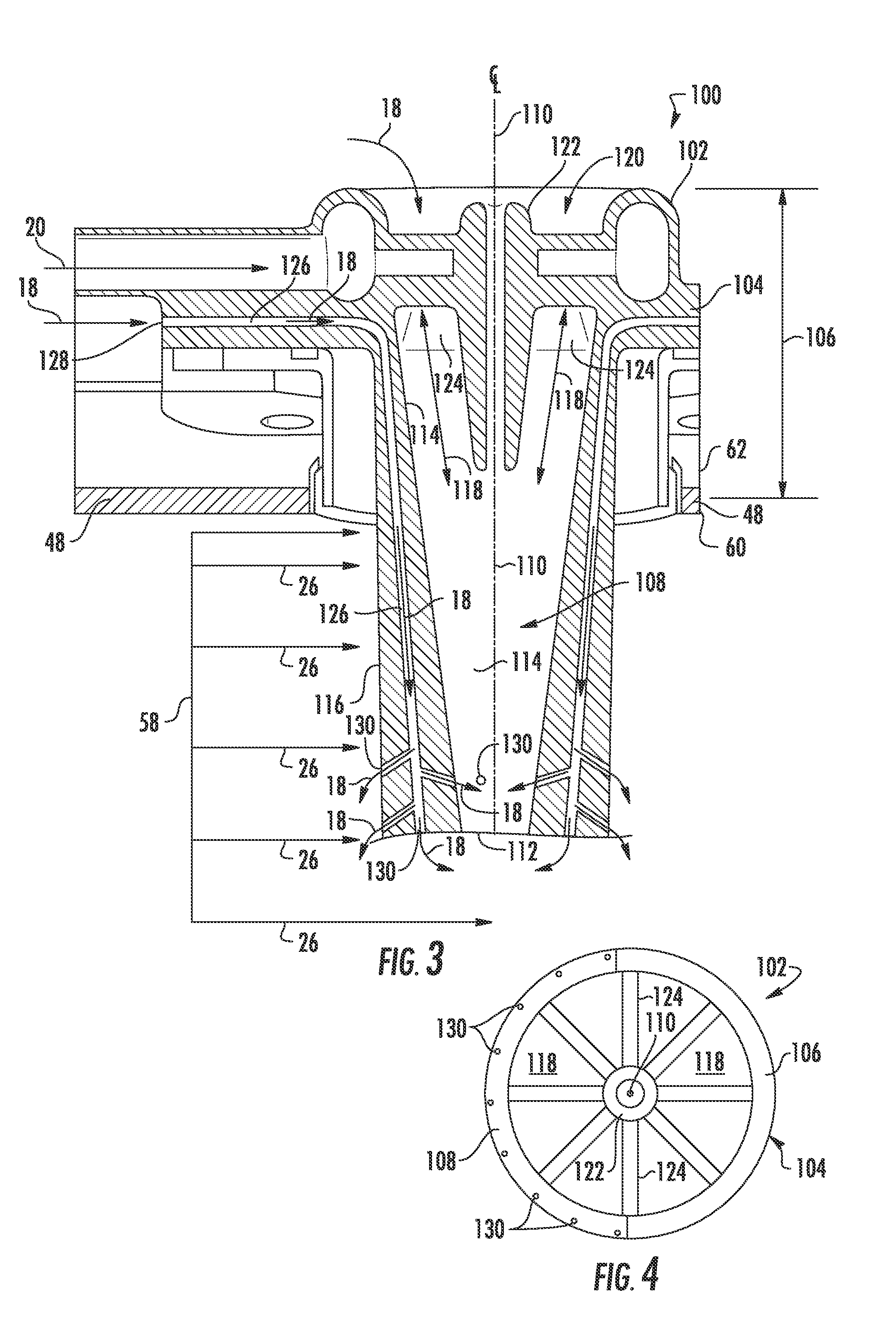 System for cooling a fuel injector extending into a combustion gas flow field and method for manufacture