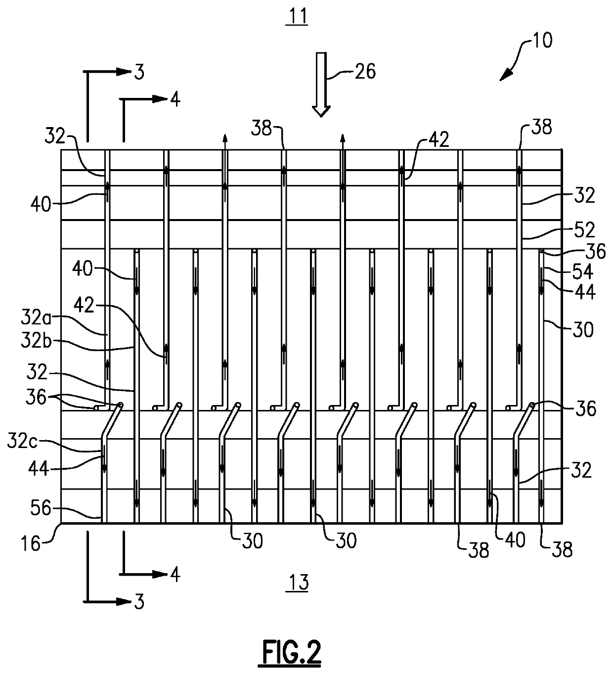 Ceramic matrix composite component including counterflow channels and method of producing