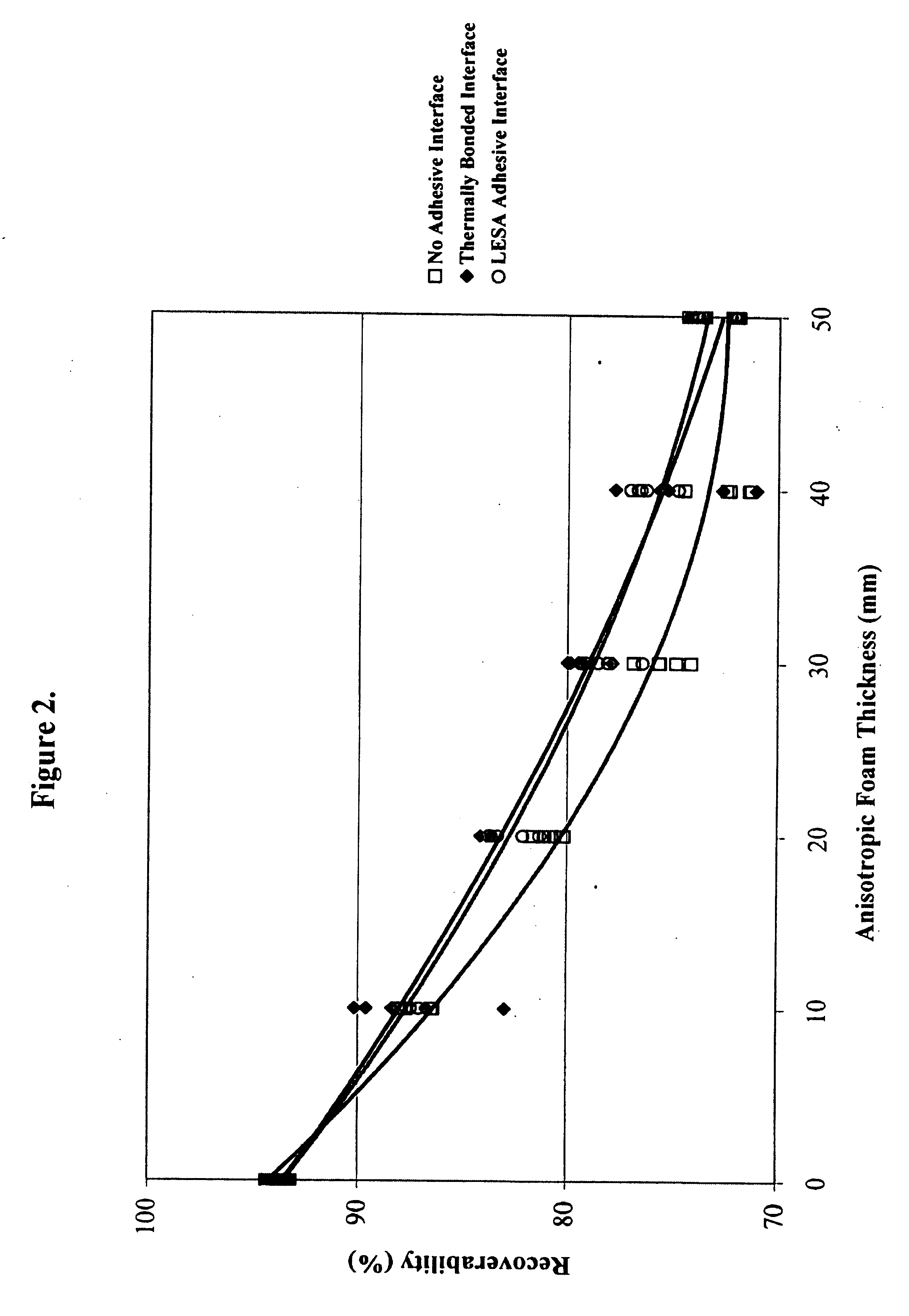 Composite foam structure having an isotropic strength region and anisotropic strength region